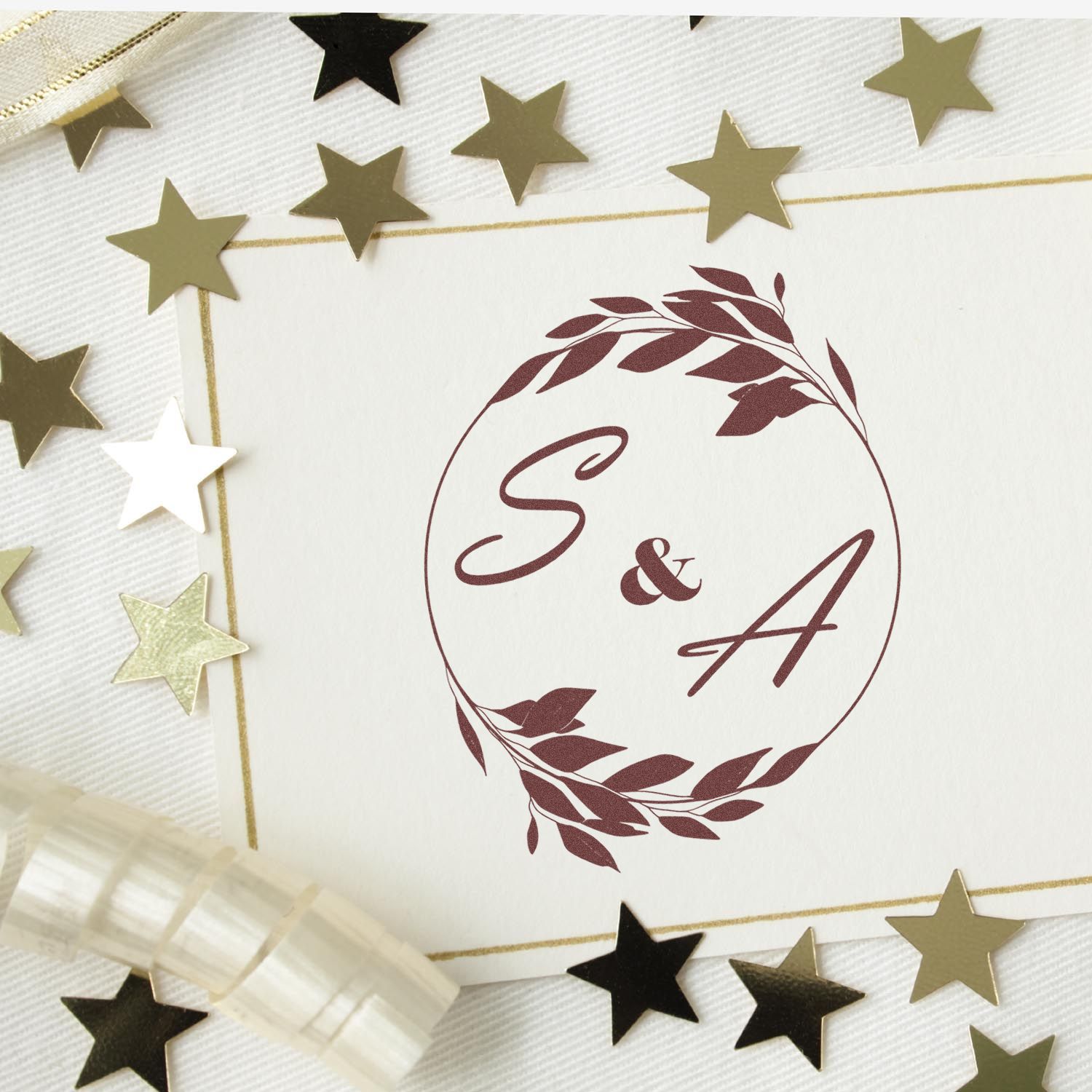 Flowering Affection Personalized Monogram Couples' Stamper - Engineer Seal Stamps