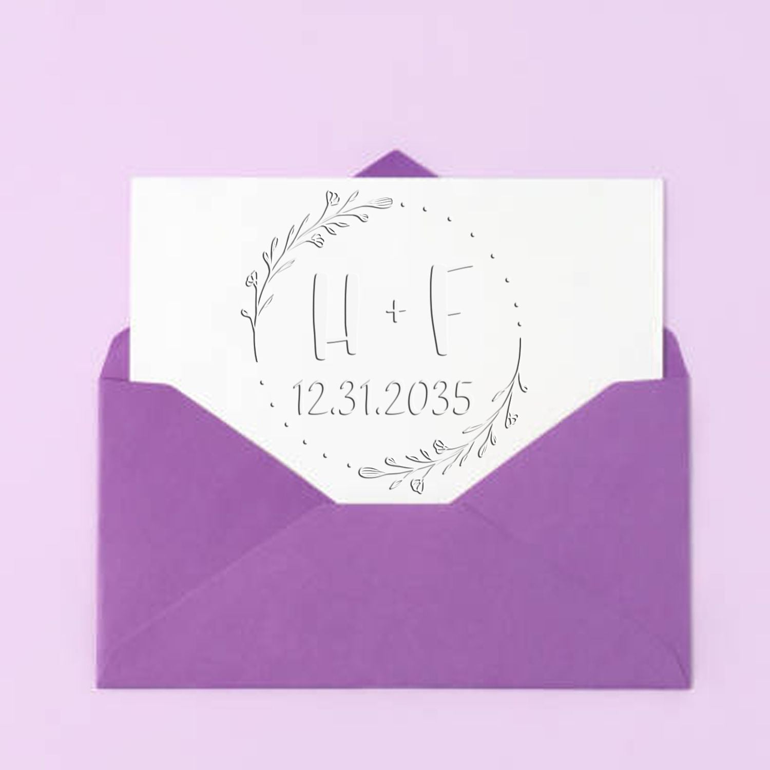 Soft Floral Love Seal Personalized Script Monogram Embossed Seal
