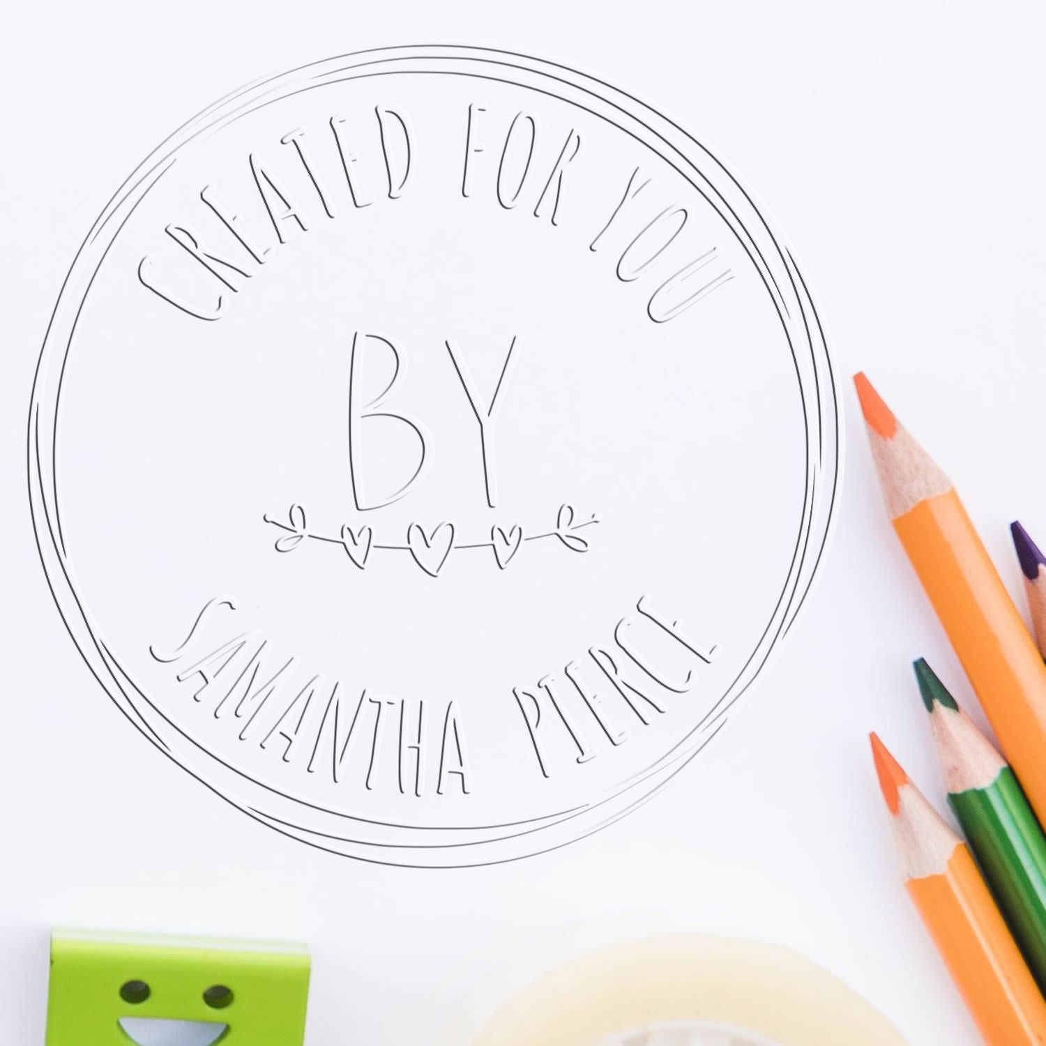Handcrafted Love Desk Personalized Maker Embossed Stamp - Engineer Seal Stamps