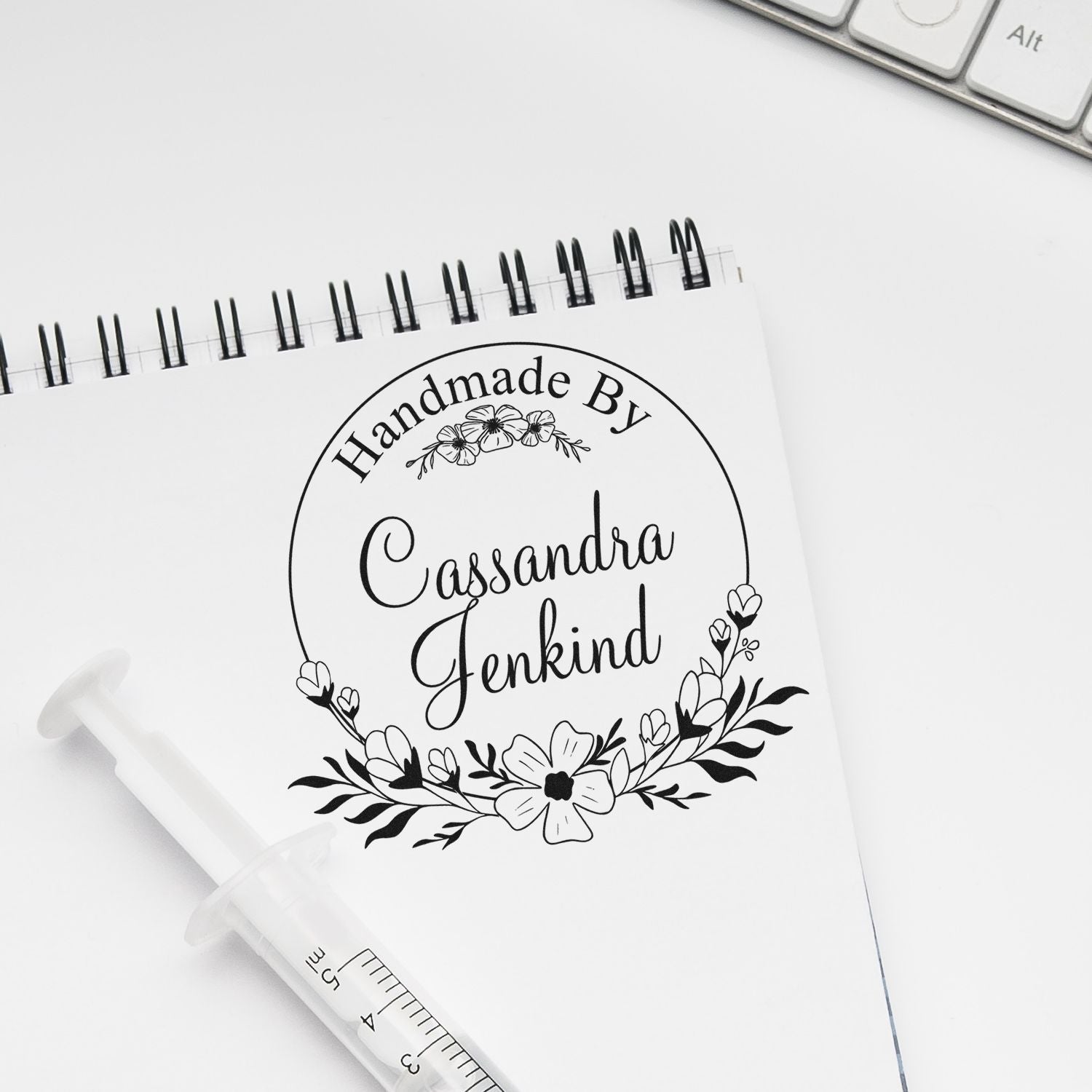 Round Floral Artisan Seal Personalized Handmade Rubber Stamp - Engineer Seal Stamps
