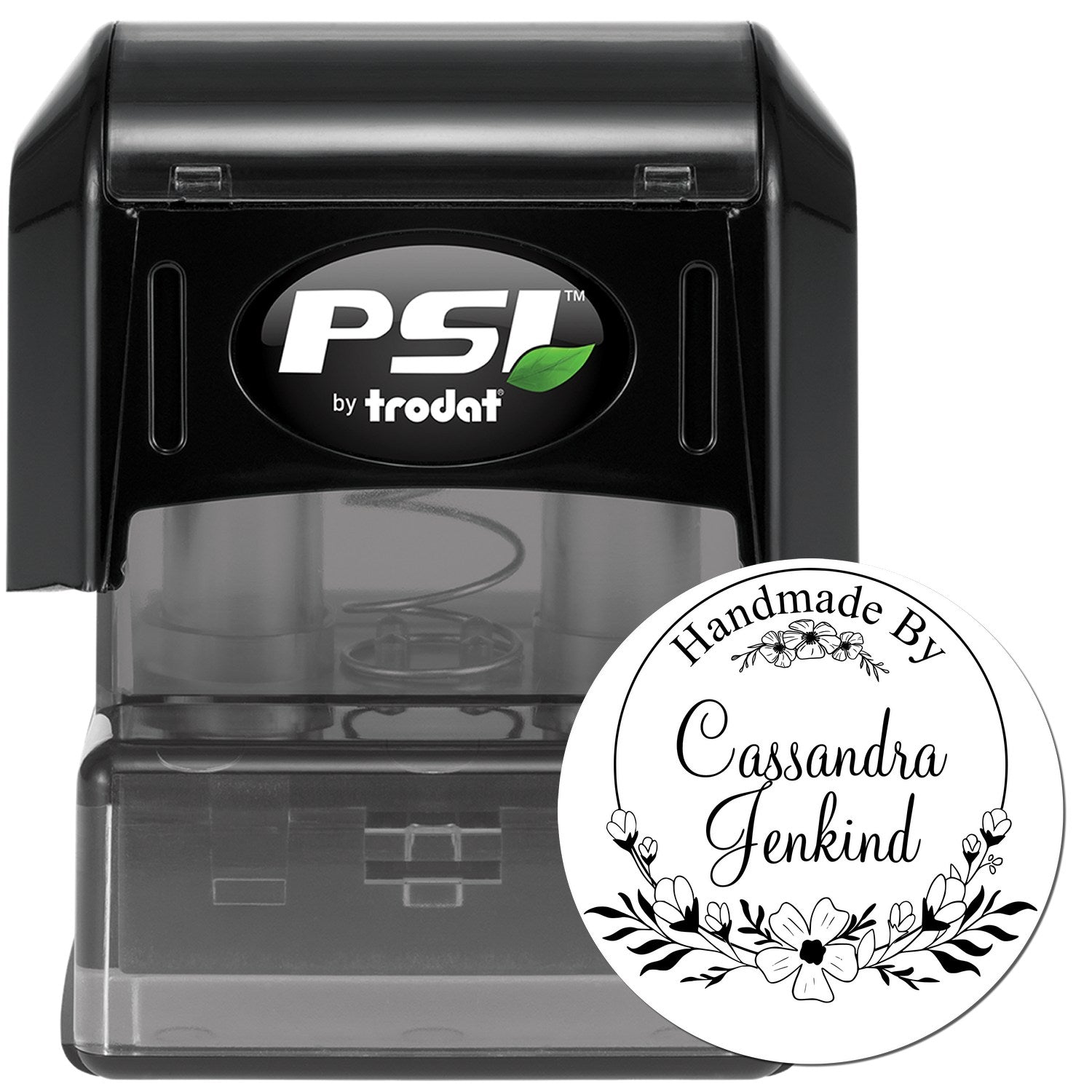 Floral Artisan Seal Personalized Handcrafted Rubber Stamp - Engineer Seal Stamps