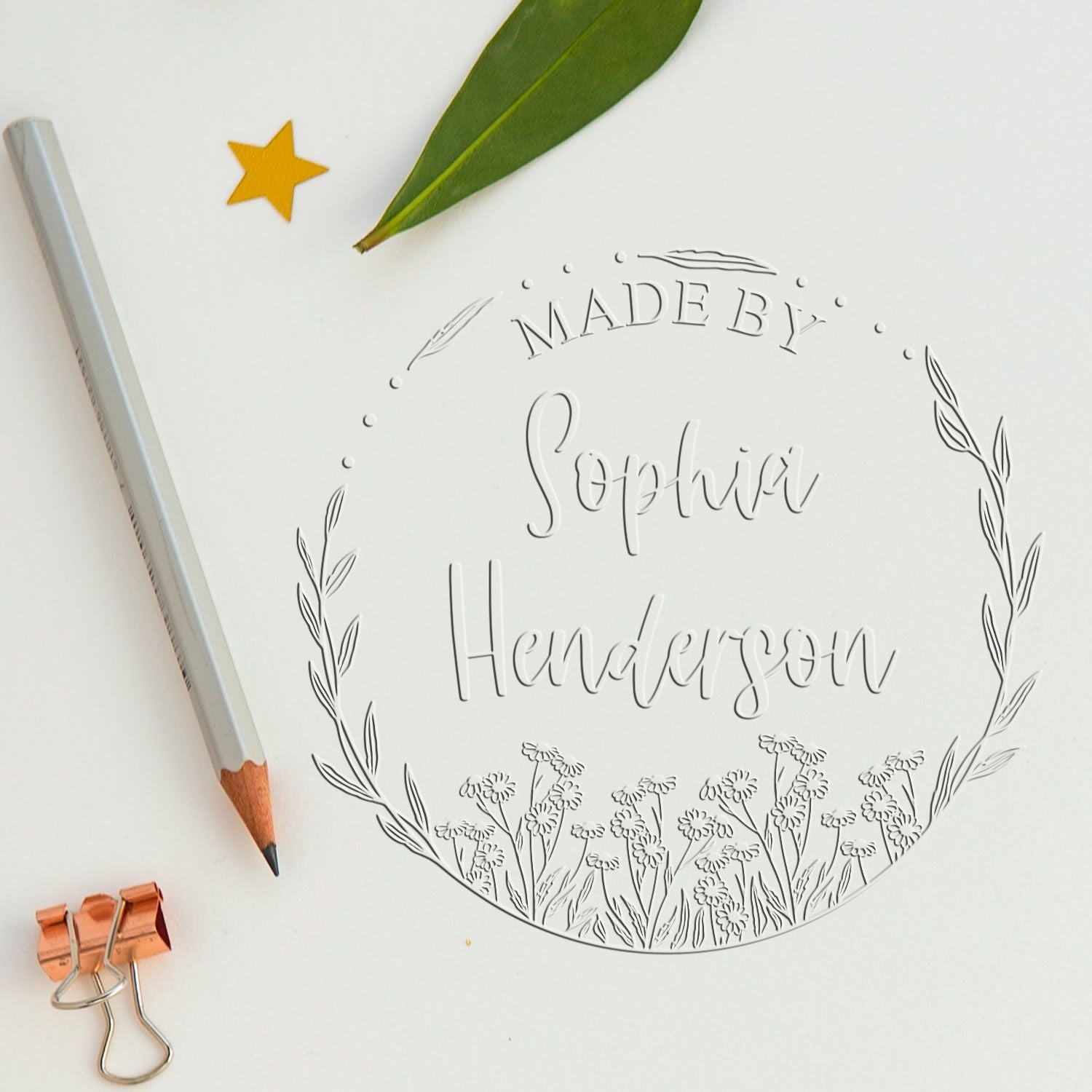 Handcrafted Blooms Desk Personalized Seal