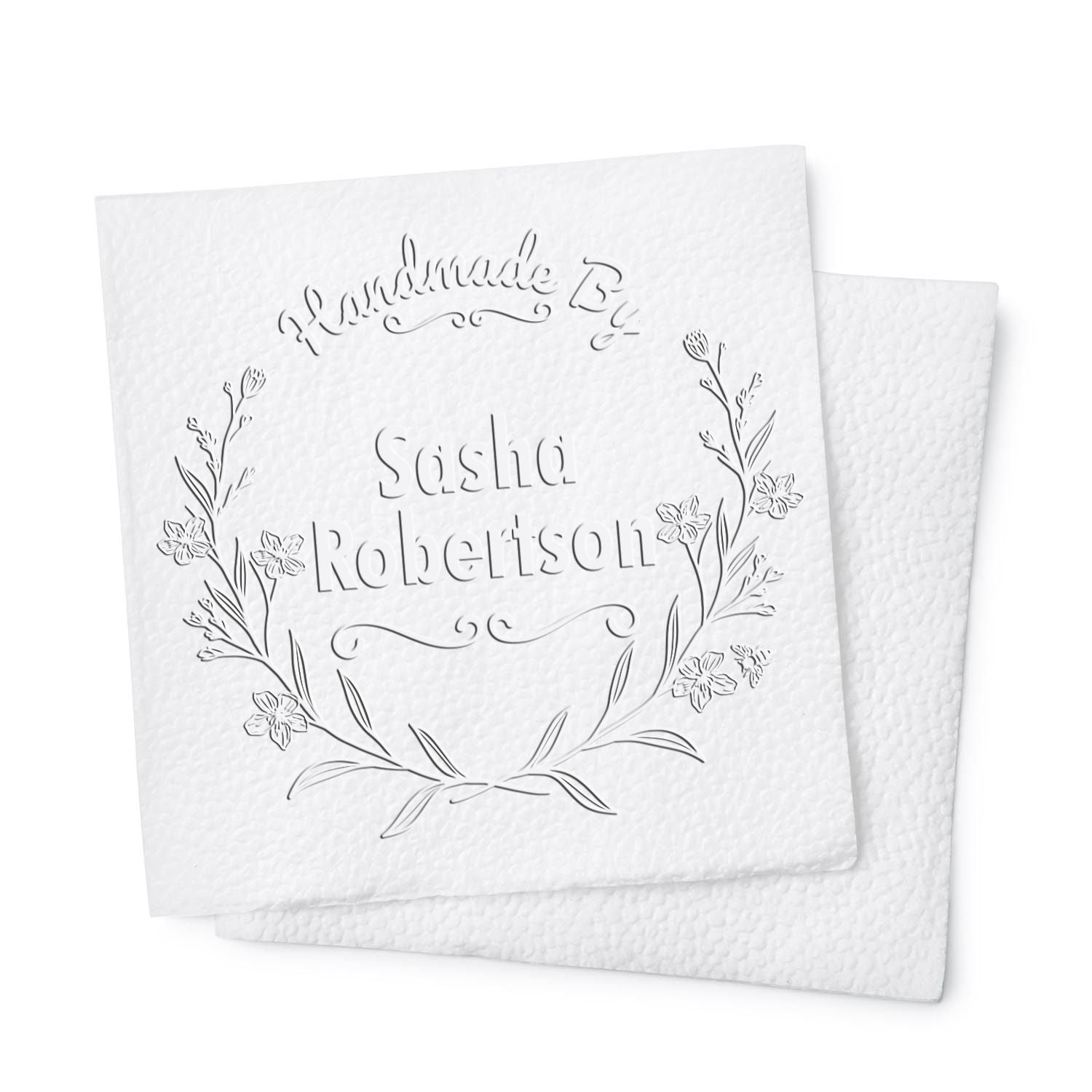 Soft Floral Handcrafted Elegance Personalizable Handmade Embossing Stamp