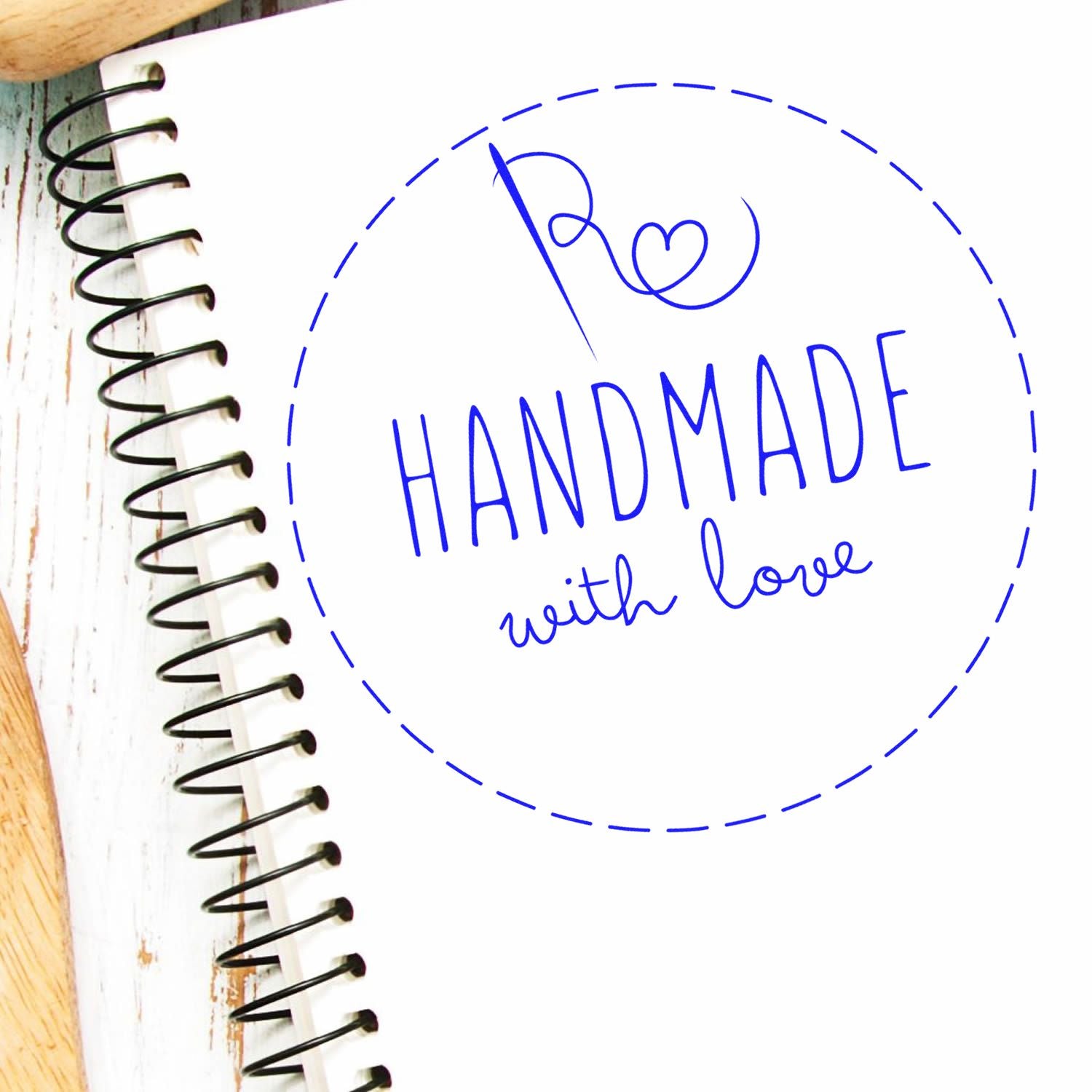 Stitched with Love Customizable Rubber Stamp