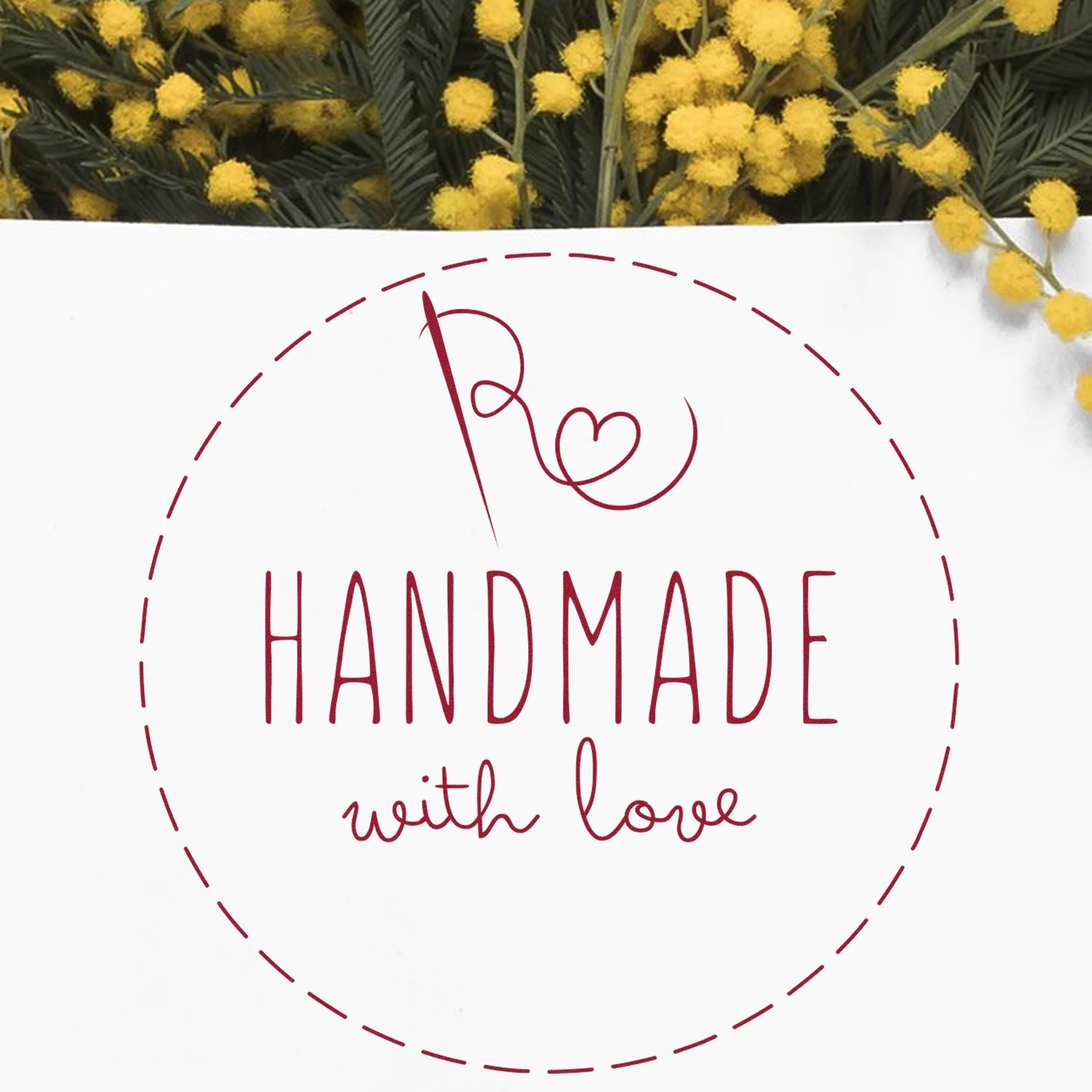 Round Stitched with Love Custom-Made Maker Stamp