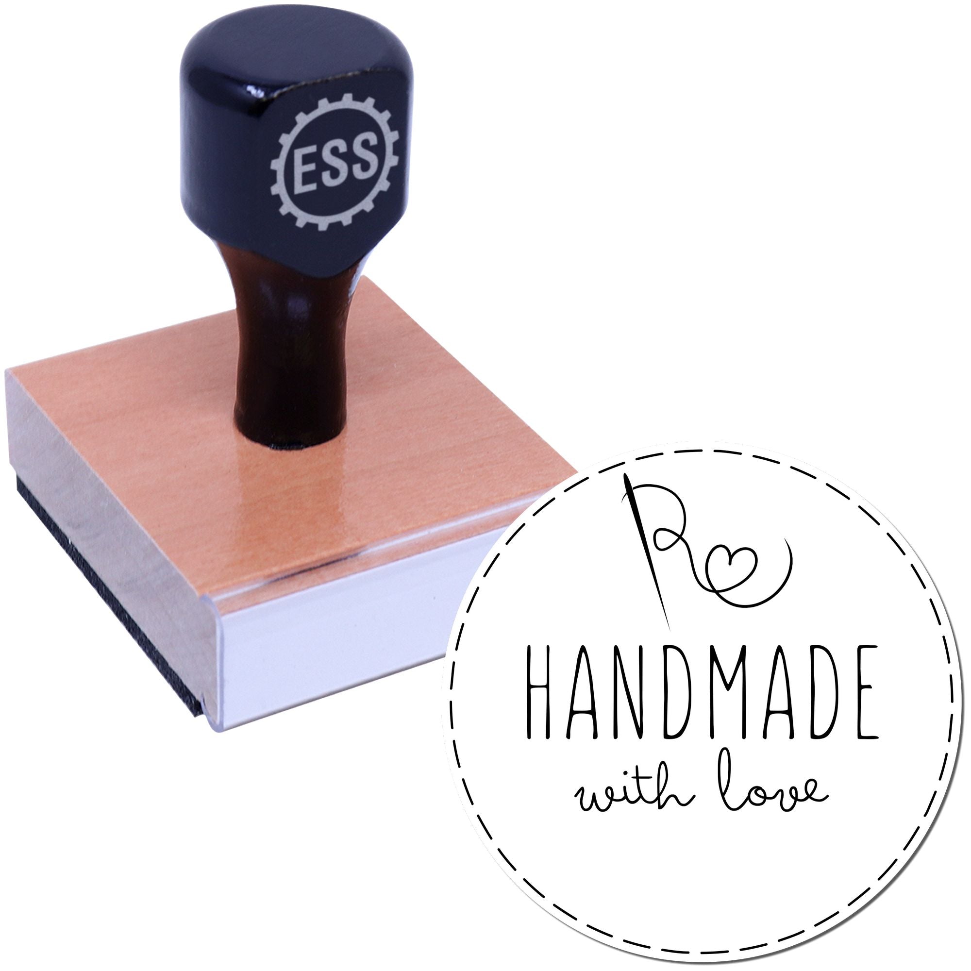 Round Stitched with Love Custom-Made Maker Stamp