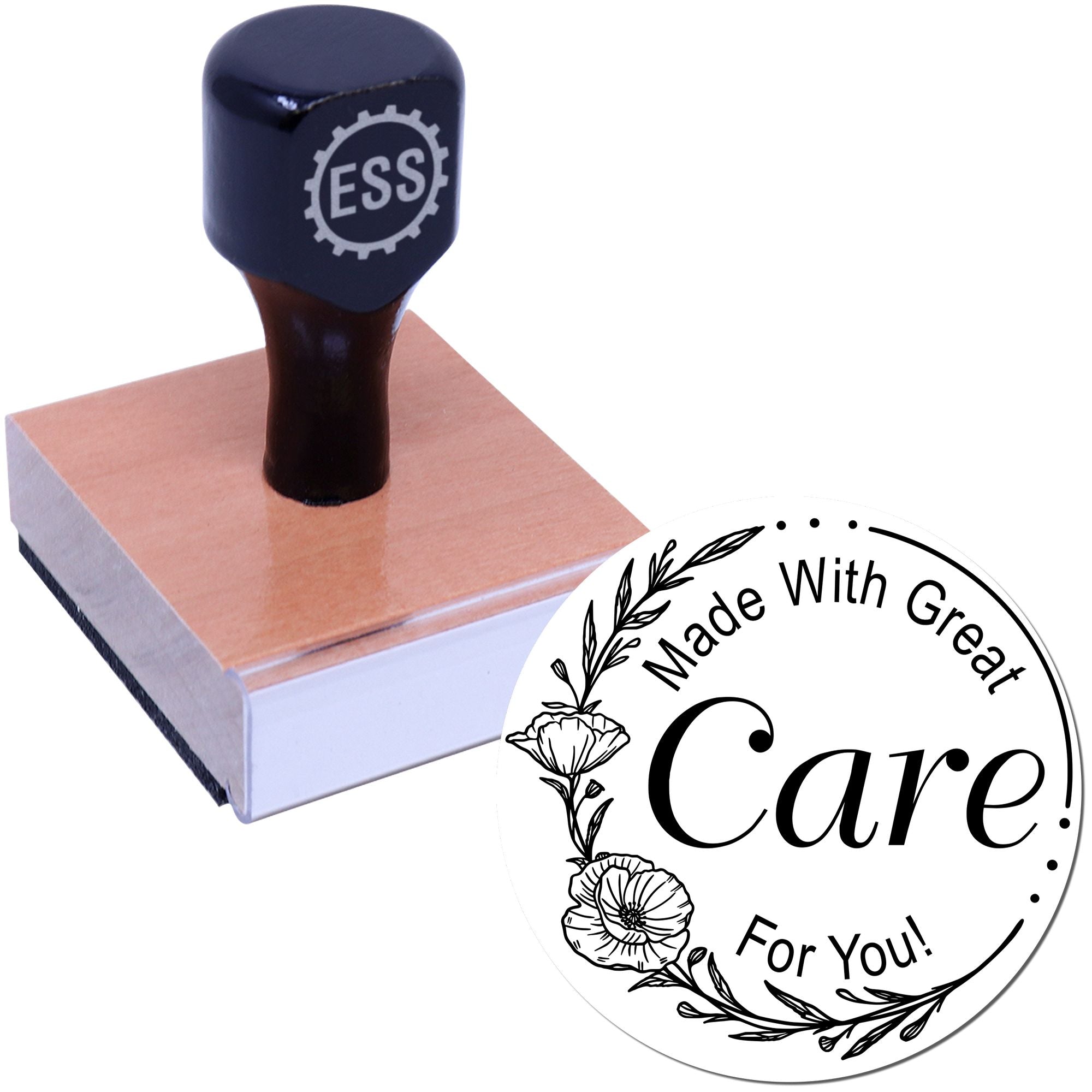 Round Floral Care Stamp Customized Rubber Stamp - Engineer Seal Stamps