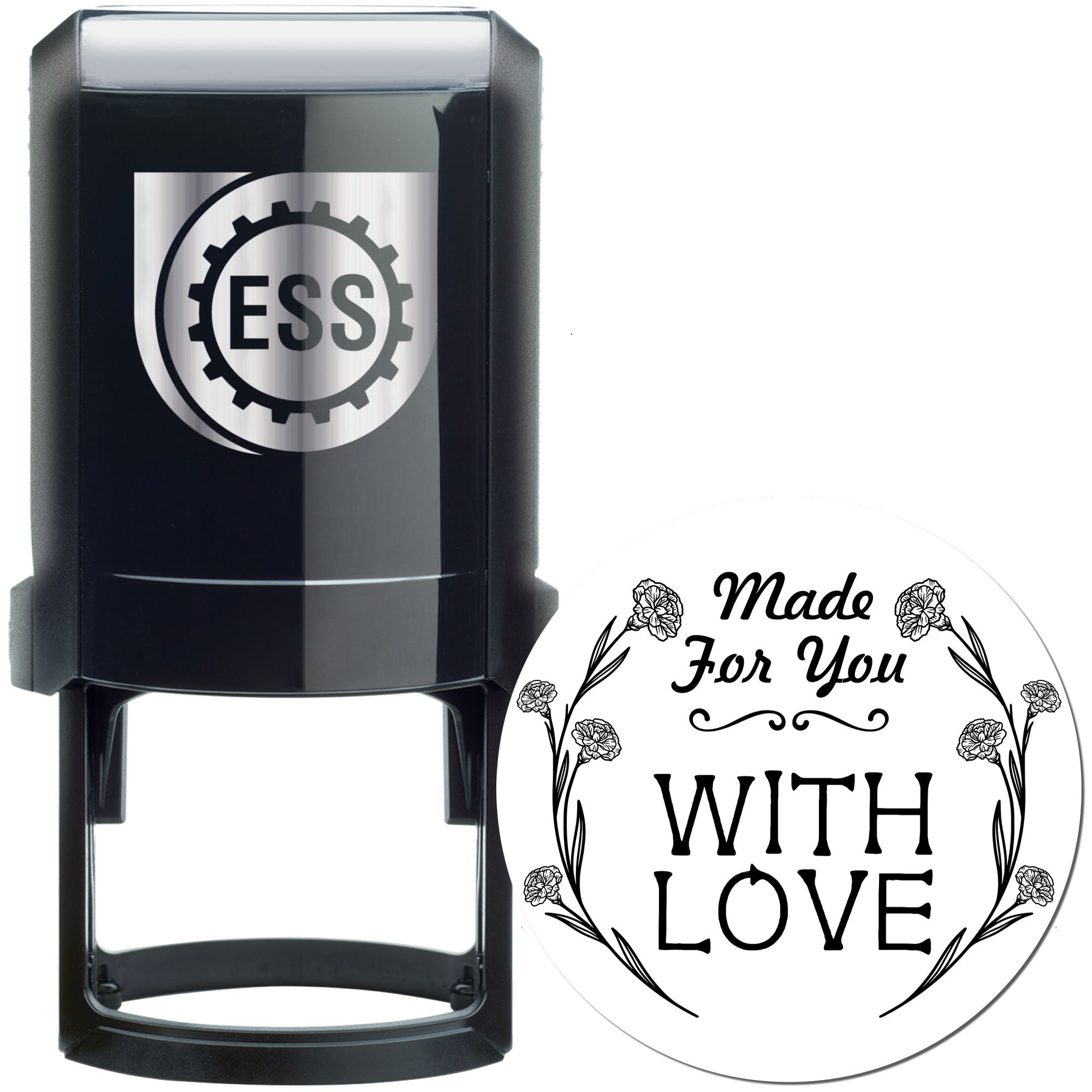 Floral Love Embrace Personalized Handcrafted Rubber Stamp - Engineer Seal Stamps