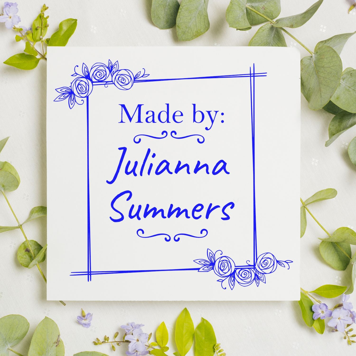 Floral Signature Customizable Maker Stamp