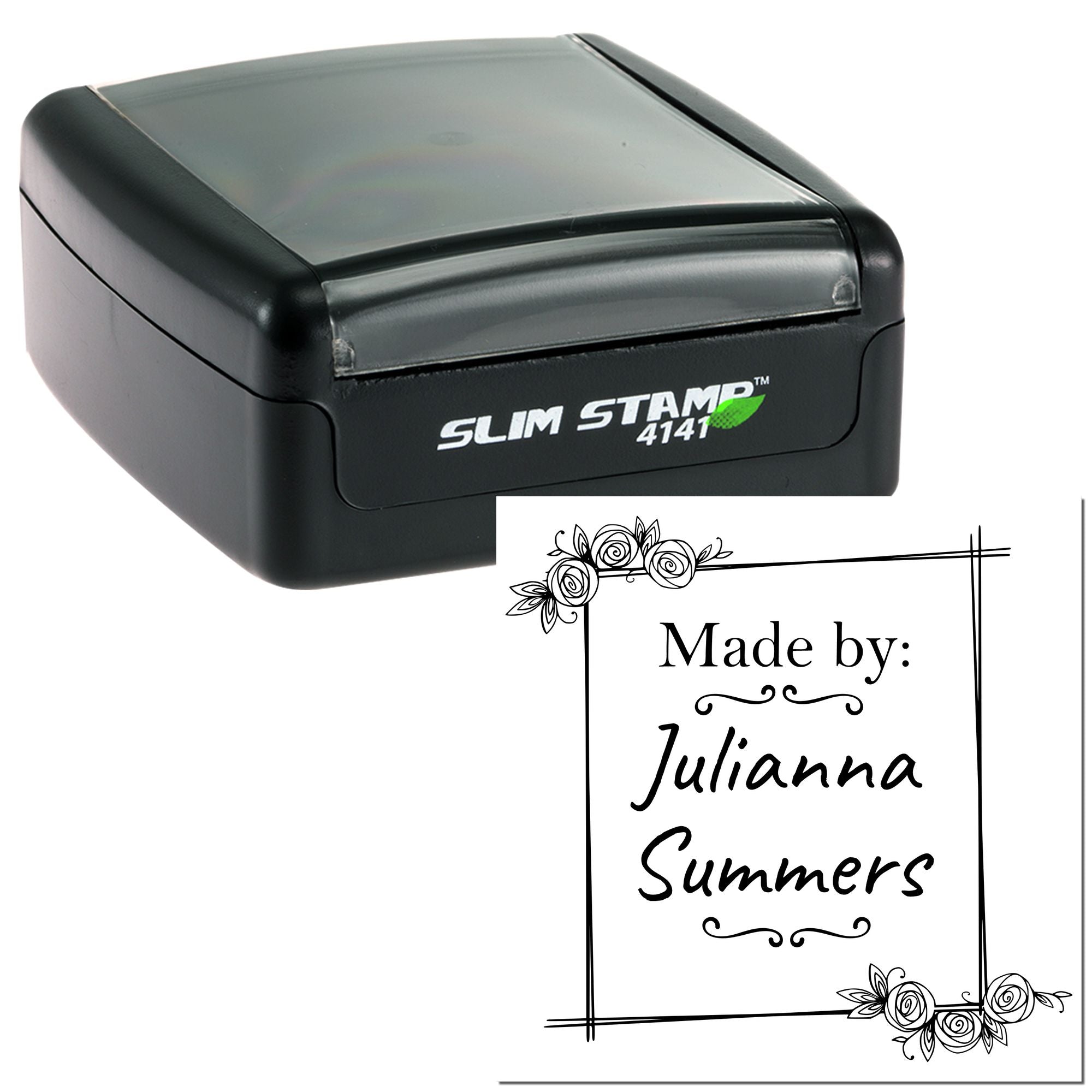 Floral Signature Custom-Made Rubber Stamp - Engineer Seal Stamps