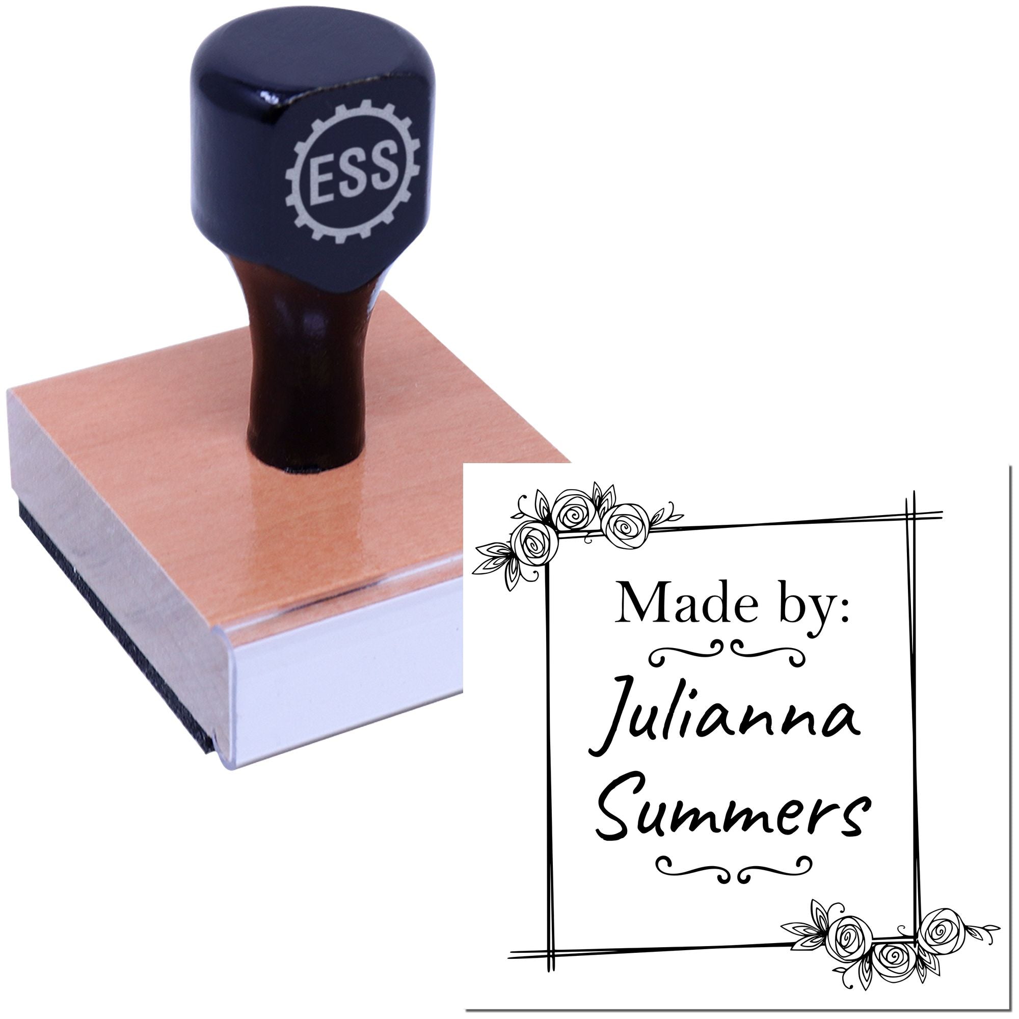 Floral Signature Customizable Maker Stamp
