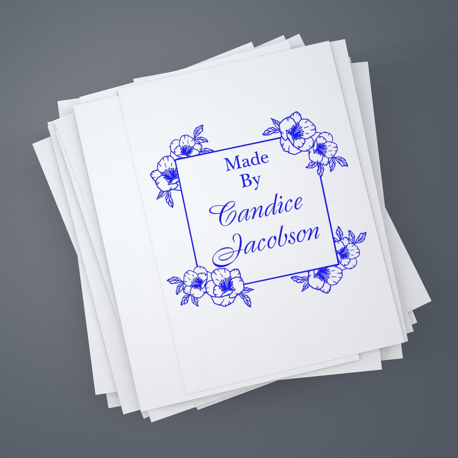 Floral Signature Stamp Custom Stamp