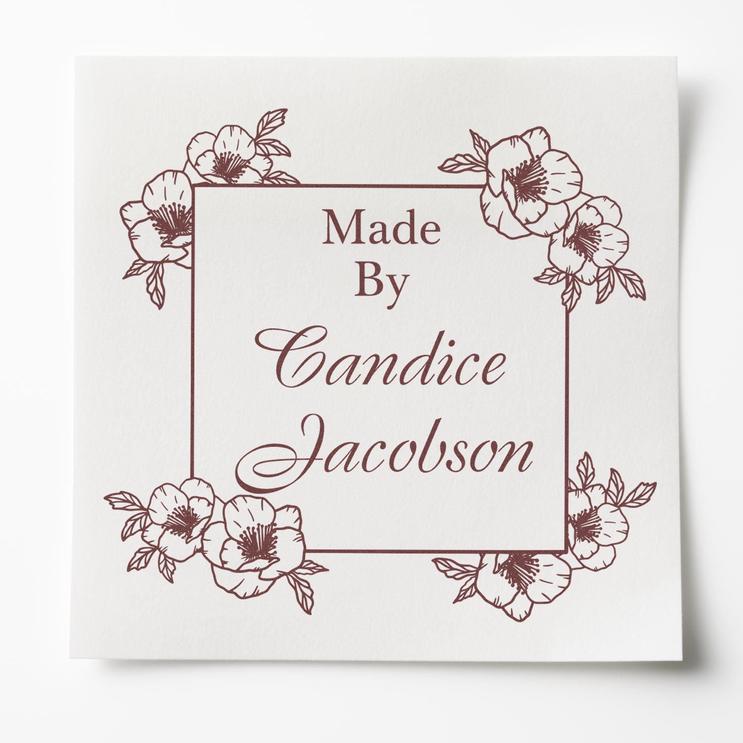 Floral Signature Stamp Custom Stamp