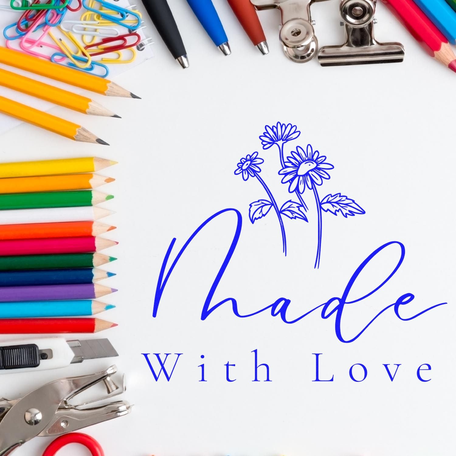 Blossom of Love Personalizable Handcrafted Rubber Stamp - Engineer Seal Stamps