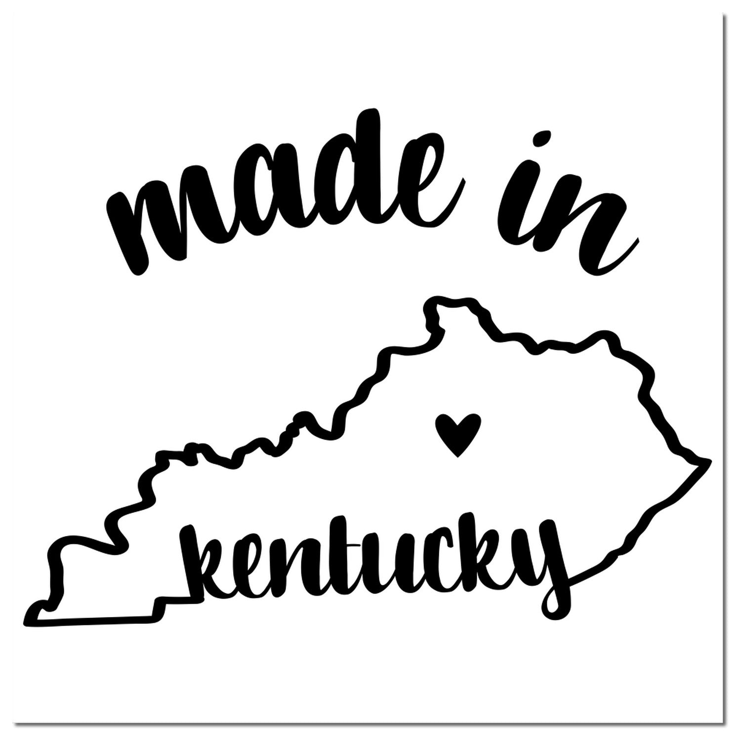 Self-Inking Handmade with Love in Kentucky Stamp featuring a black outline of Kentucky with a heart, perfect for crafts and gifts.