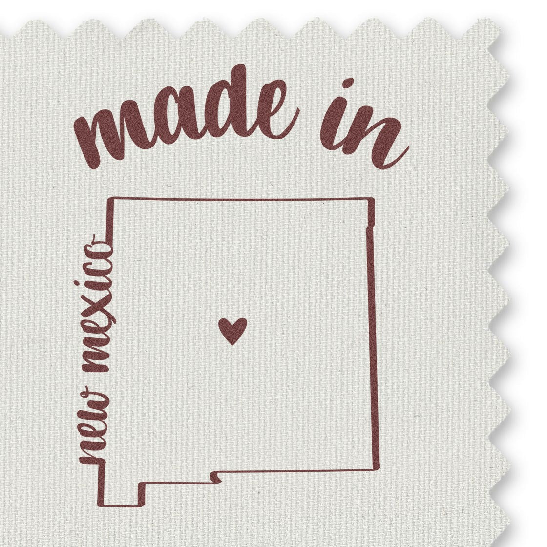 Made with Love in New Mexico Rubber Stamp featuring a heart inside the state outline, with 'made in' and 'new mexico' text on a textured background.