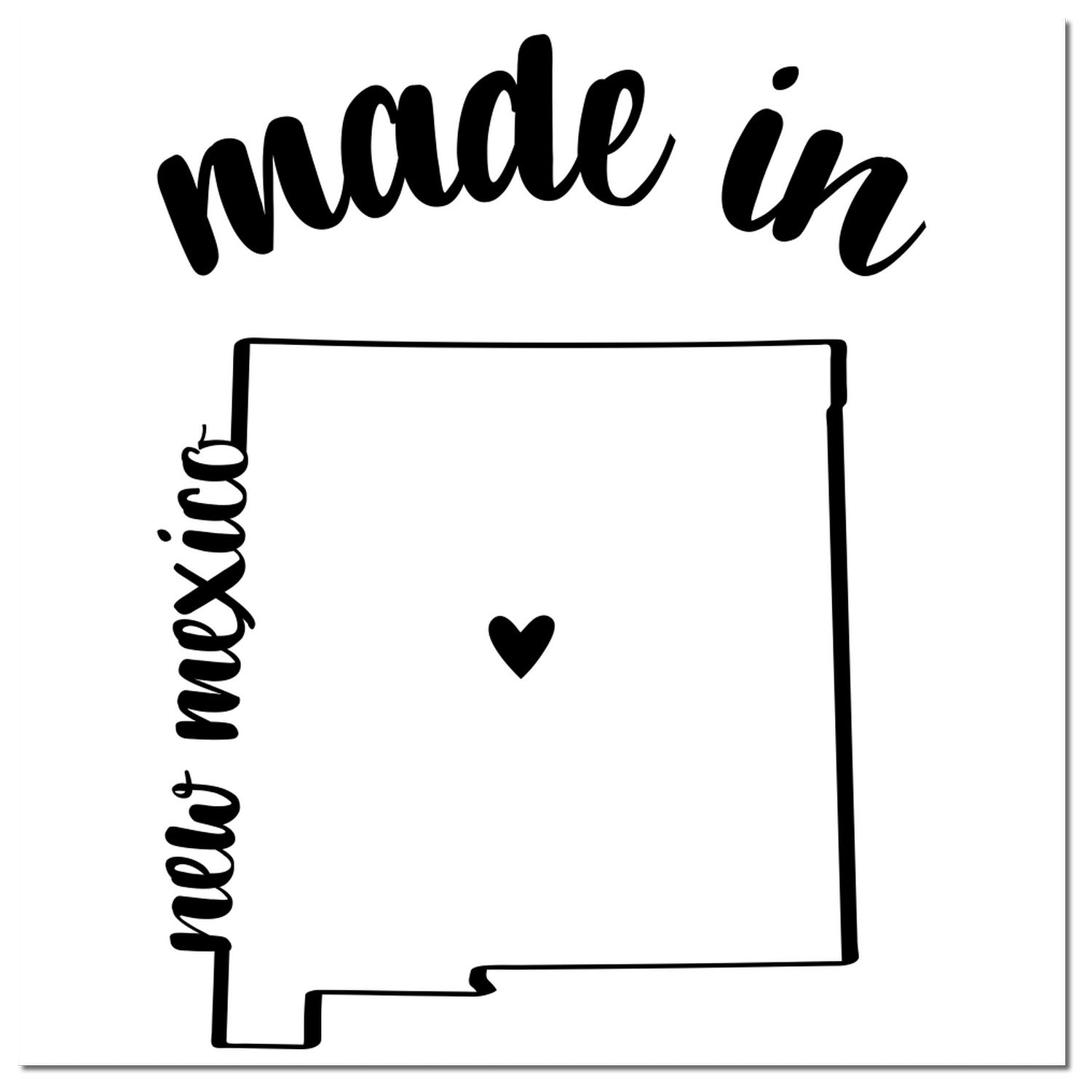 Self-Inking Handmade with Love in New Mexico Stamp featuring a heart within the state outline, perfect for crafts and gifts.