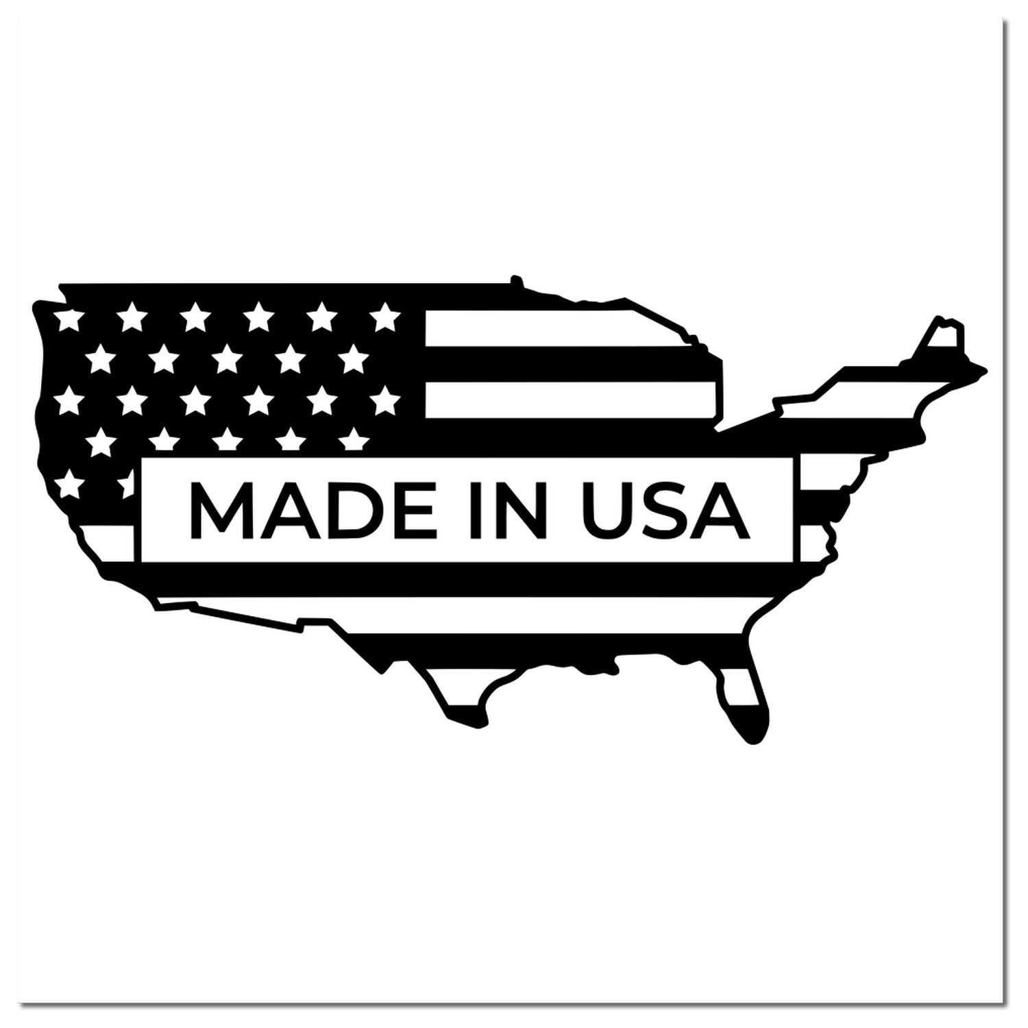 PSI Pre-Inked Patriotic USA Seal Stamp featuring a black and white map of the USA with stars and stripes, and Made in USA text. Perfect for adding a patriotic touch to documents.