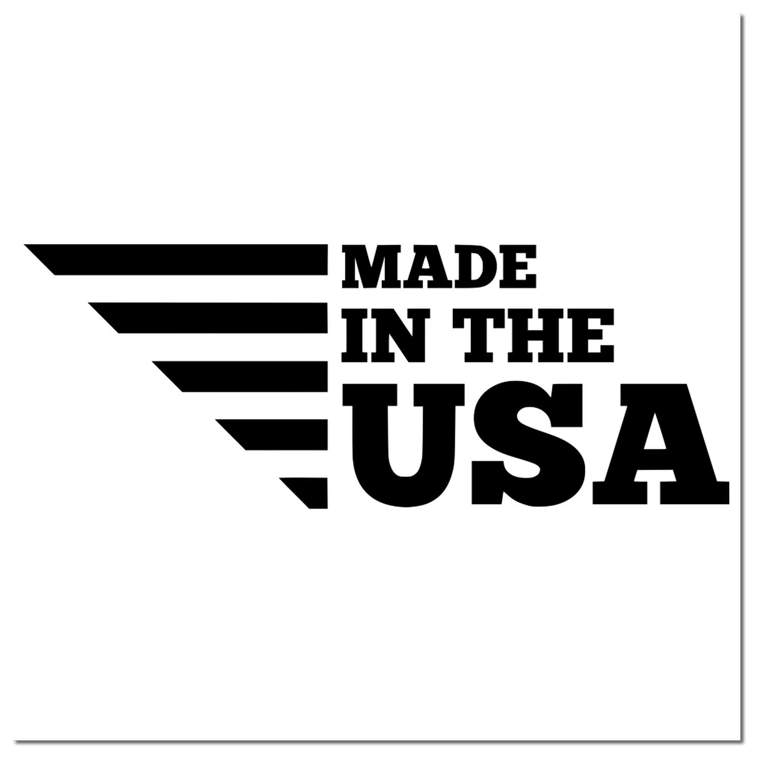 Wood Handle Patriotic and Proud Rubber Stamp with Made in the USA design, featuring bold black text and stripes, perfect for adding a patriotic touch to crafts and documents.