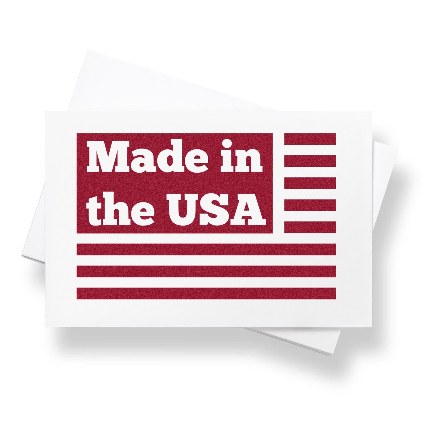 PSI Pre-Inked Patriotic Pride Made in the USA Stamp featuring bold red text and stripes, symbolizing American pride, on a white background. Perfect for adding a patriotic touch to your projects.