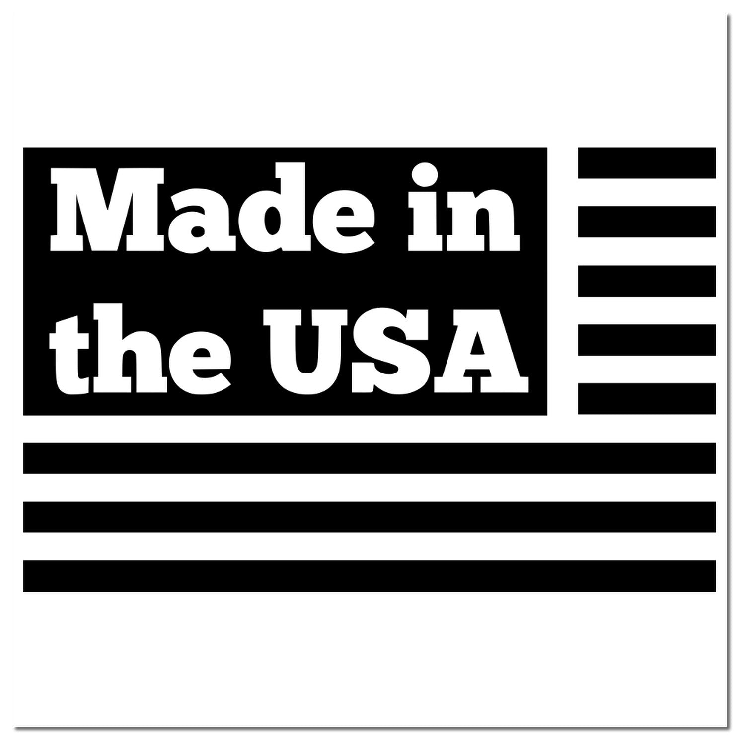 Wood Handle Patriotic Pride Made in the USA Rubber Stamp featuring bold text and flag design, perfect for showcasing American craftsmanship and pride.