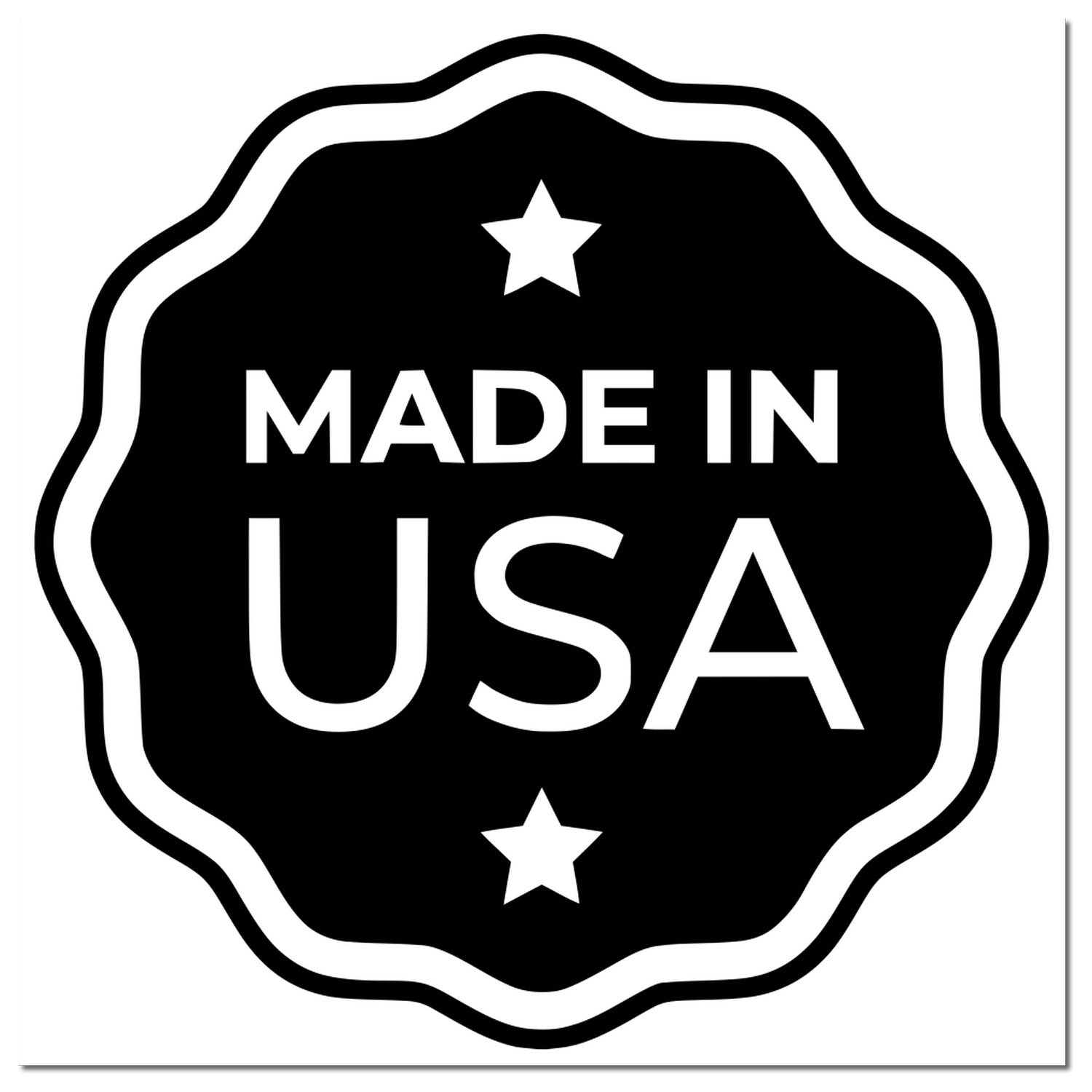 PSI Pre-Inked USA Craftsmanship Seal Stamp featuring a black circular design with 'Made in USA' text and star accents, highlighting quality and origin.