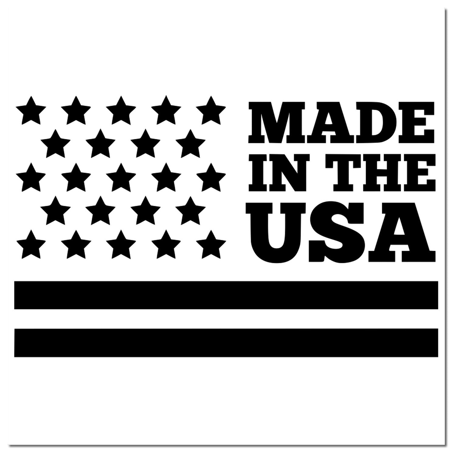 Slim Pre-Inked Patriot Pride Stamp featuring a bold 'Made in the USA' design with stars and stripes, perfect for patriotic branding and crafts.