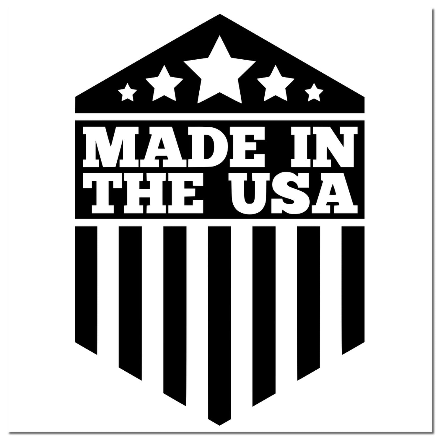 Wood Handle Patriotic Pride Seal Rubber Stamp featuring 'Made in the USA' design with stars and stripes, perfect for adding a patriotic touch to crafts and documents.