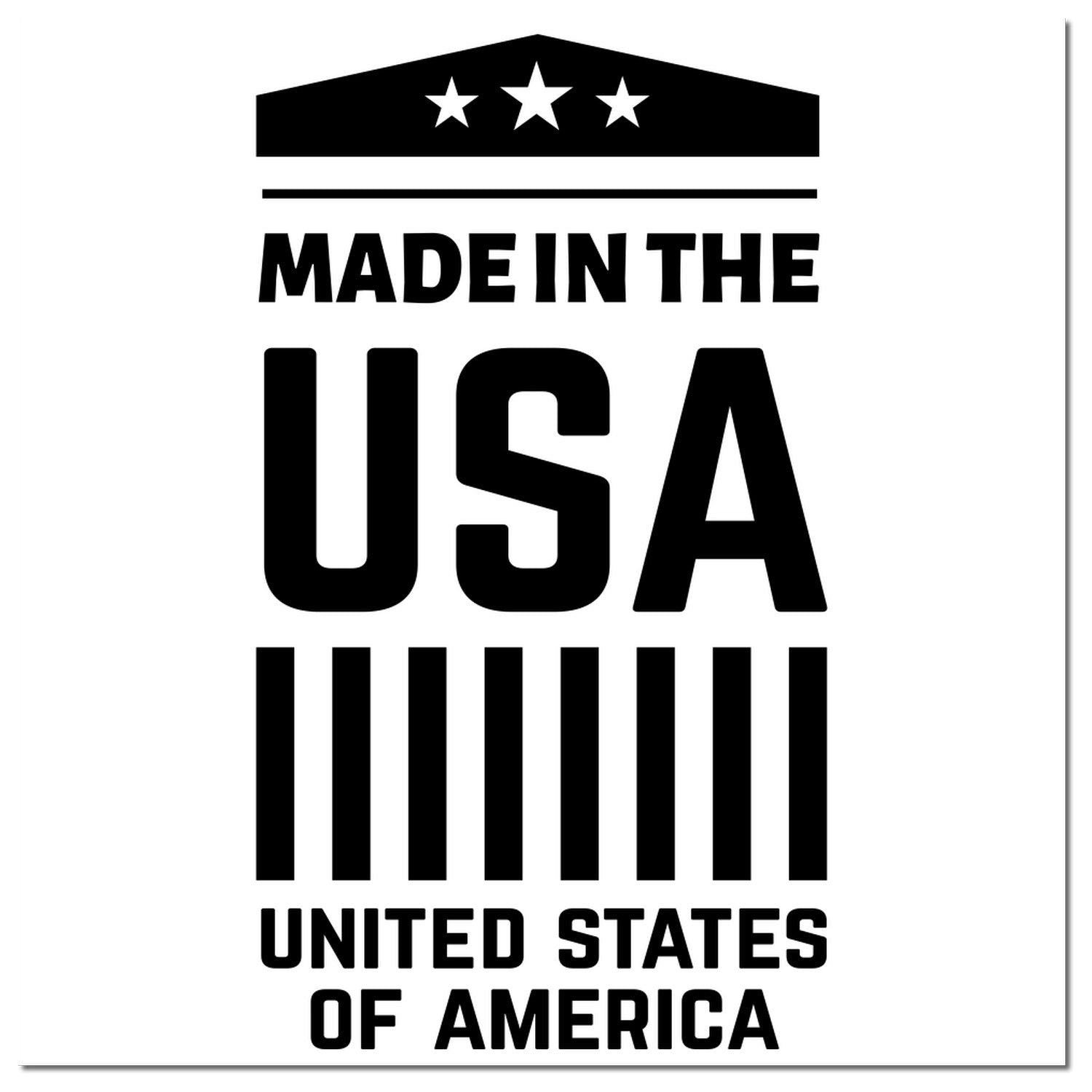 Wood Handle American Pride Emblem Rubber Stamp featuring Made in the USA text with stars and stripes design. Perfect for adding a patriotic touch to crafts and documents.