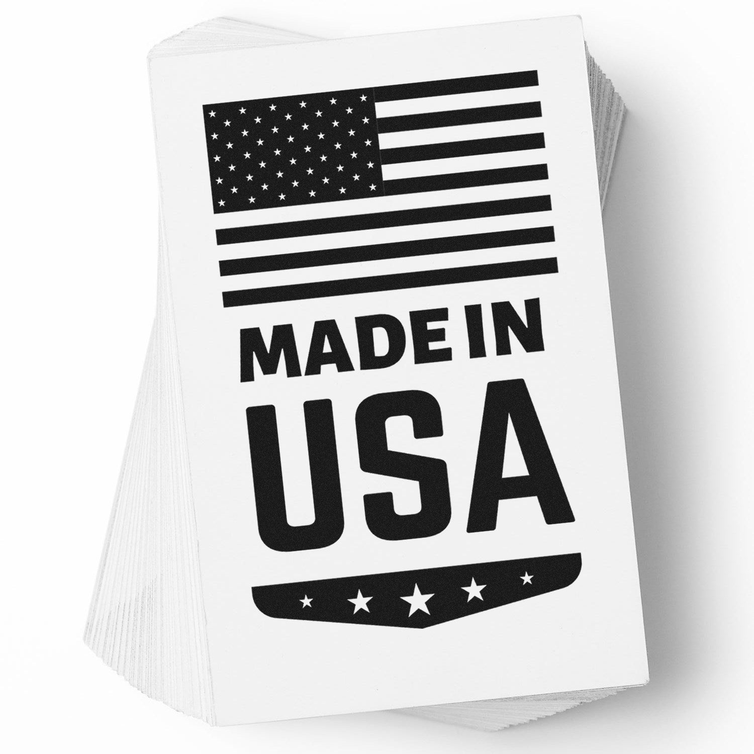 Wood Handle Made In USA Emblem Rubber Stamp featuring a classic American flag design and bold 'Made in USA' text, perfect for adding a patriotic touch to crafts and projects.