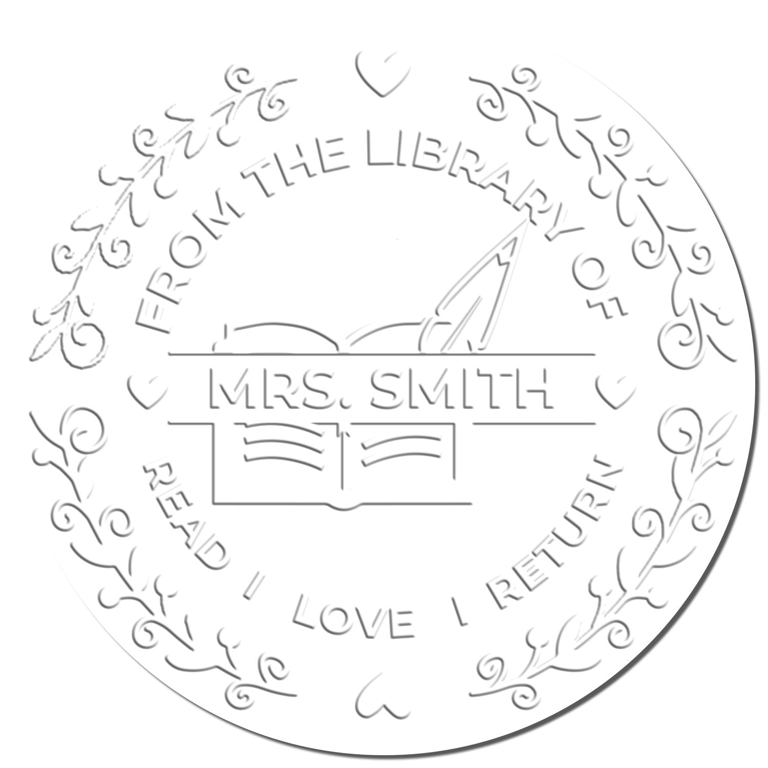 Hybrid Floral Library Customized Teacher For Book Lending Embosser - Engineer Seal Stamps