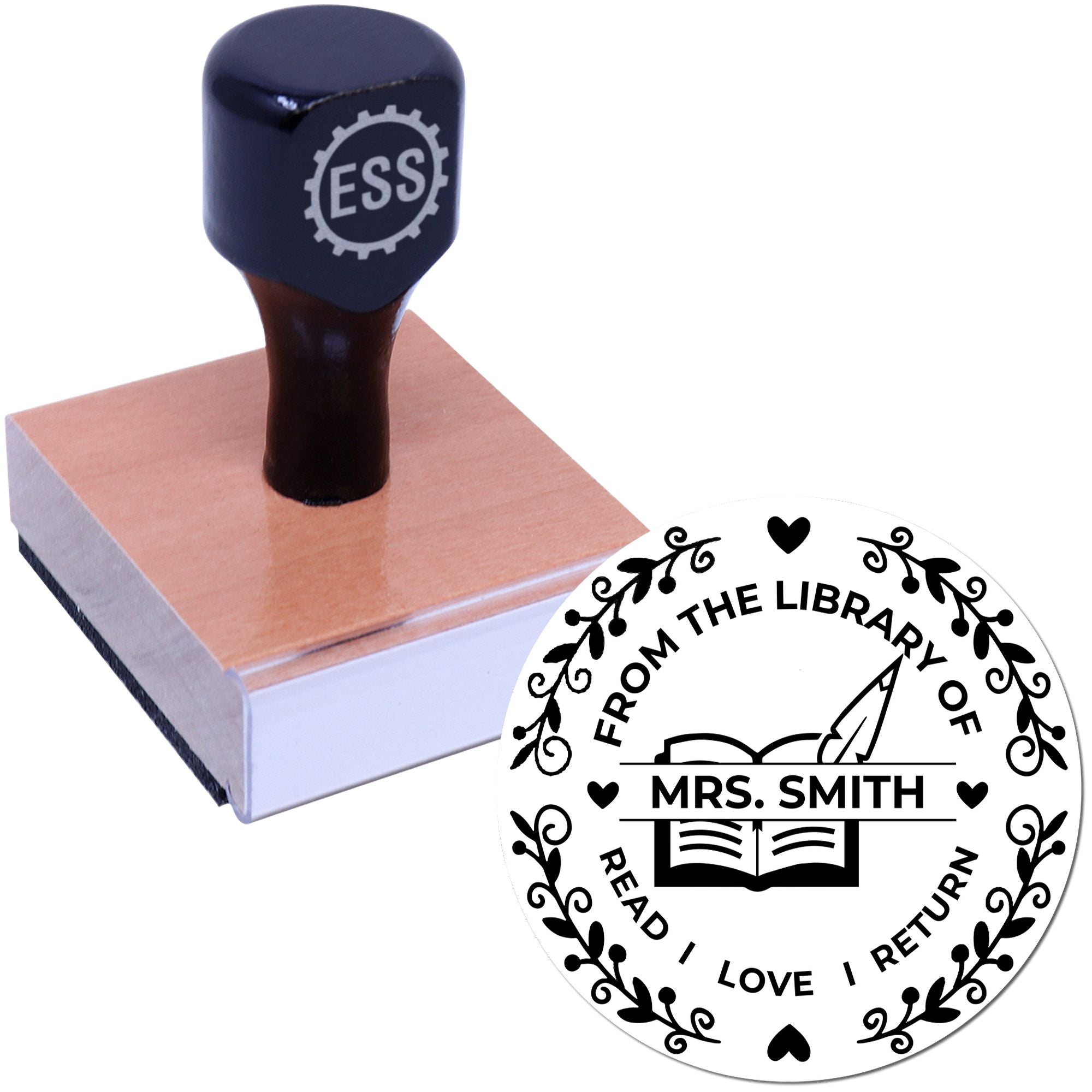 Floral Library Customized Educator's Book Stamp