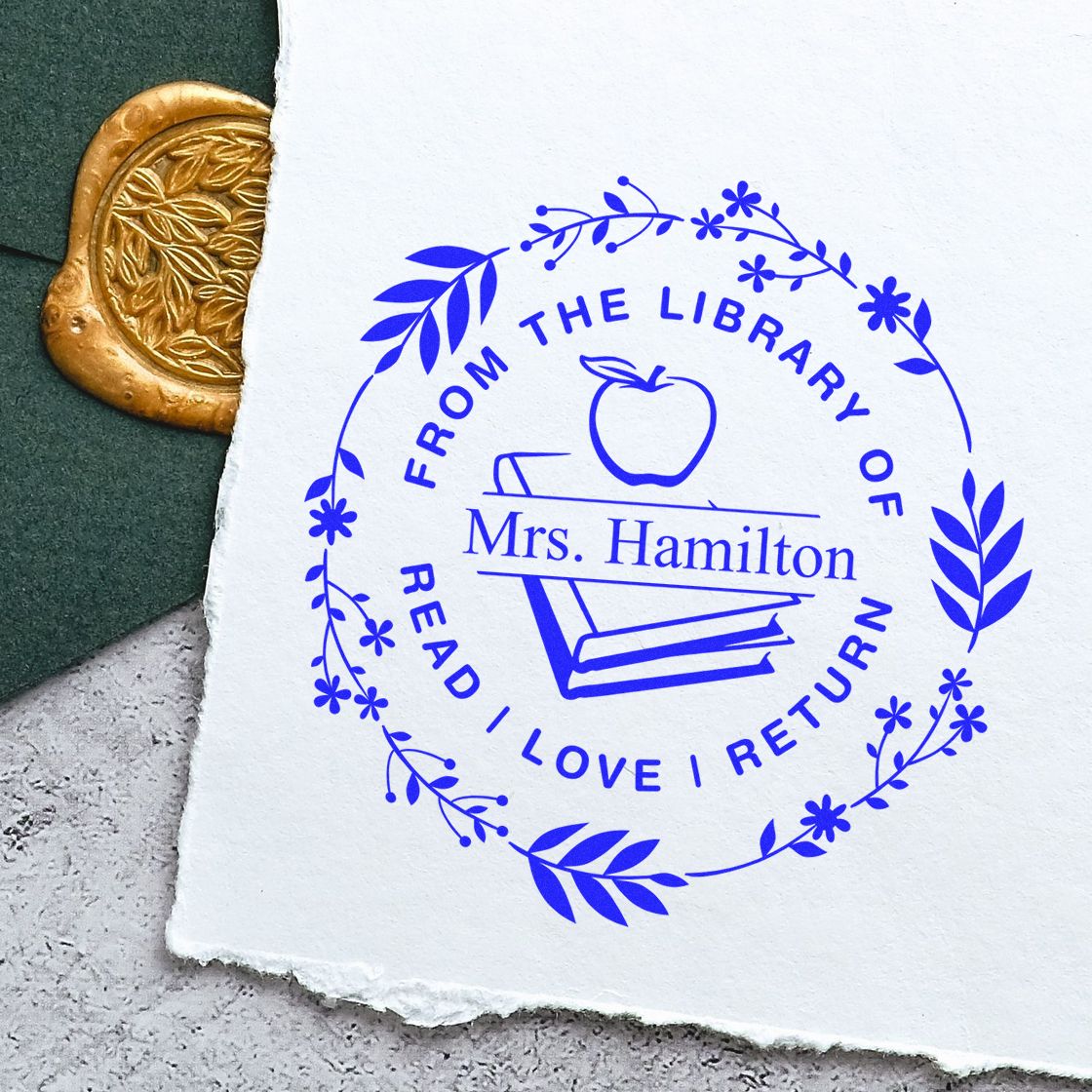 Ornate Library Customized Teacher Signature For Books Stamp