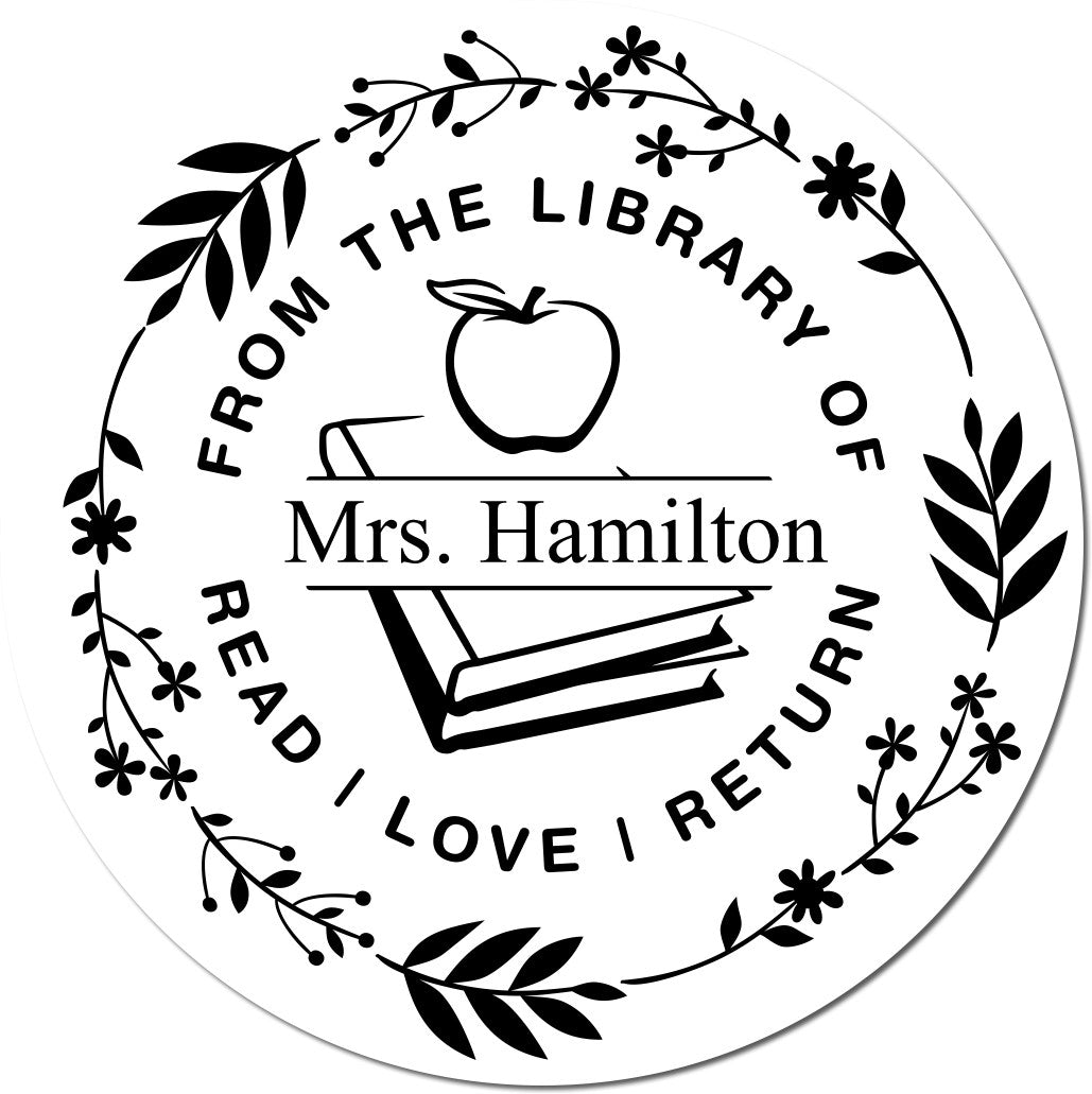 Ornate Library Customized Teacher Signature For Books Stamp