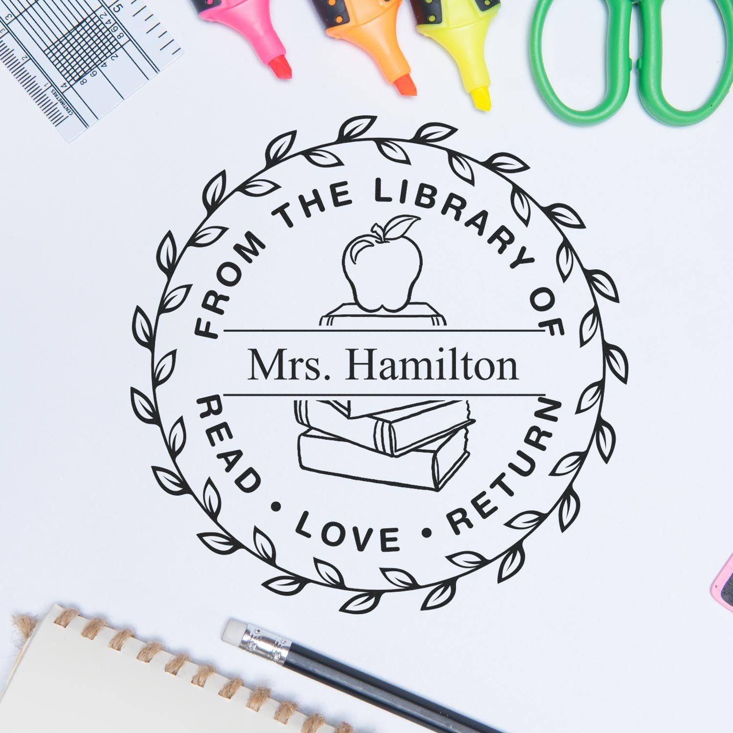 Pre-Inked Classic Border Teacher Recognition Stamp - Engineer Seal Stamps