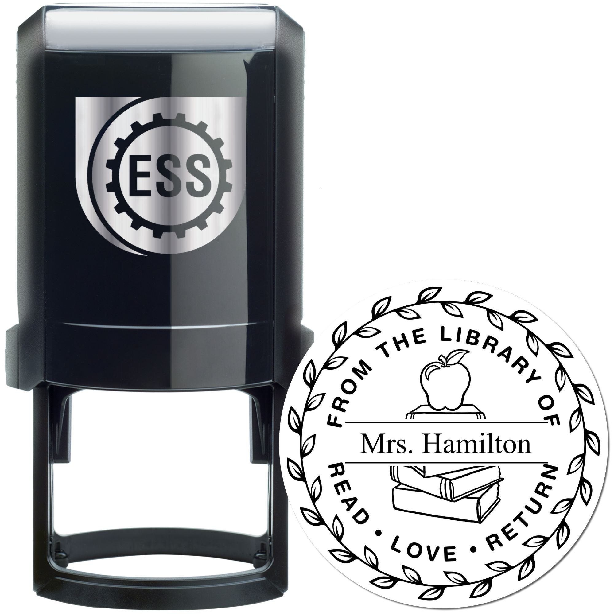 Classic Border Self-Inking Personalized Classroom Book Return Stamp - Engineer Seal Stamps