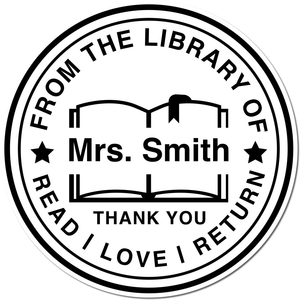 Modern Self-Inking Personalized Library Book For Teachers Stamp - Engineer Seal Stamps