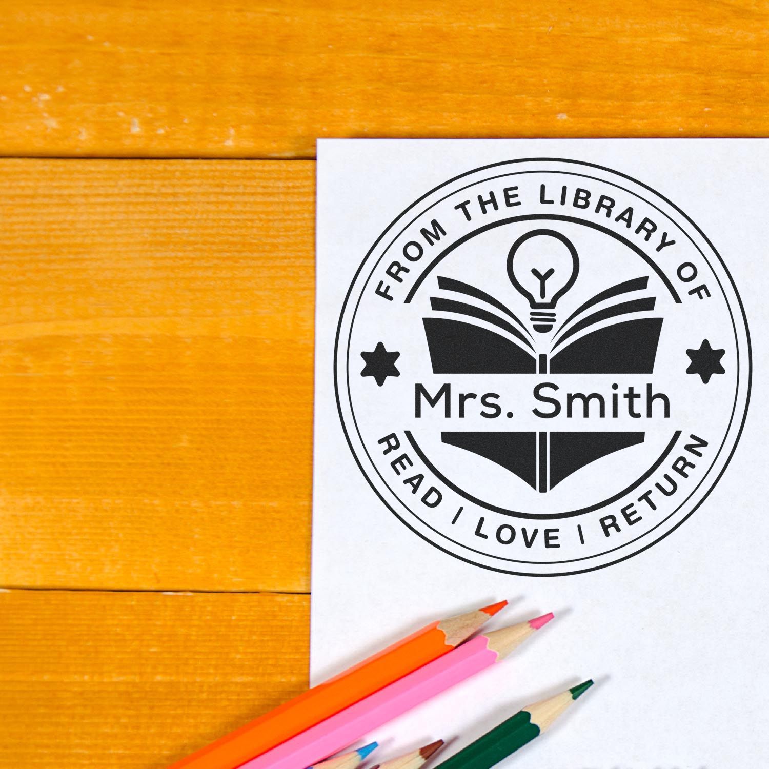 Lightbulb Self-Inking Personalized Book Appreciation Stamp - Engineer Seal Stamps