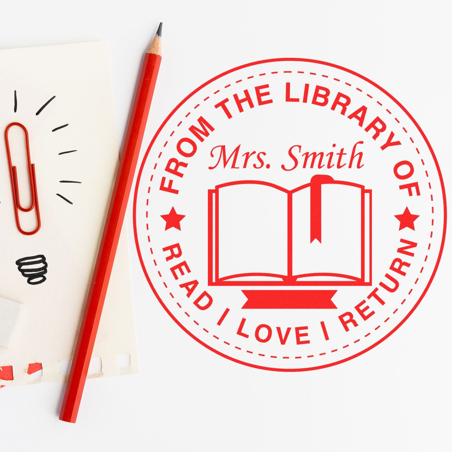 Open Book Customized Classroom Educator Library Seal Stamp