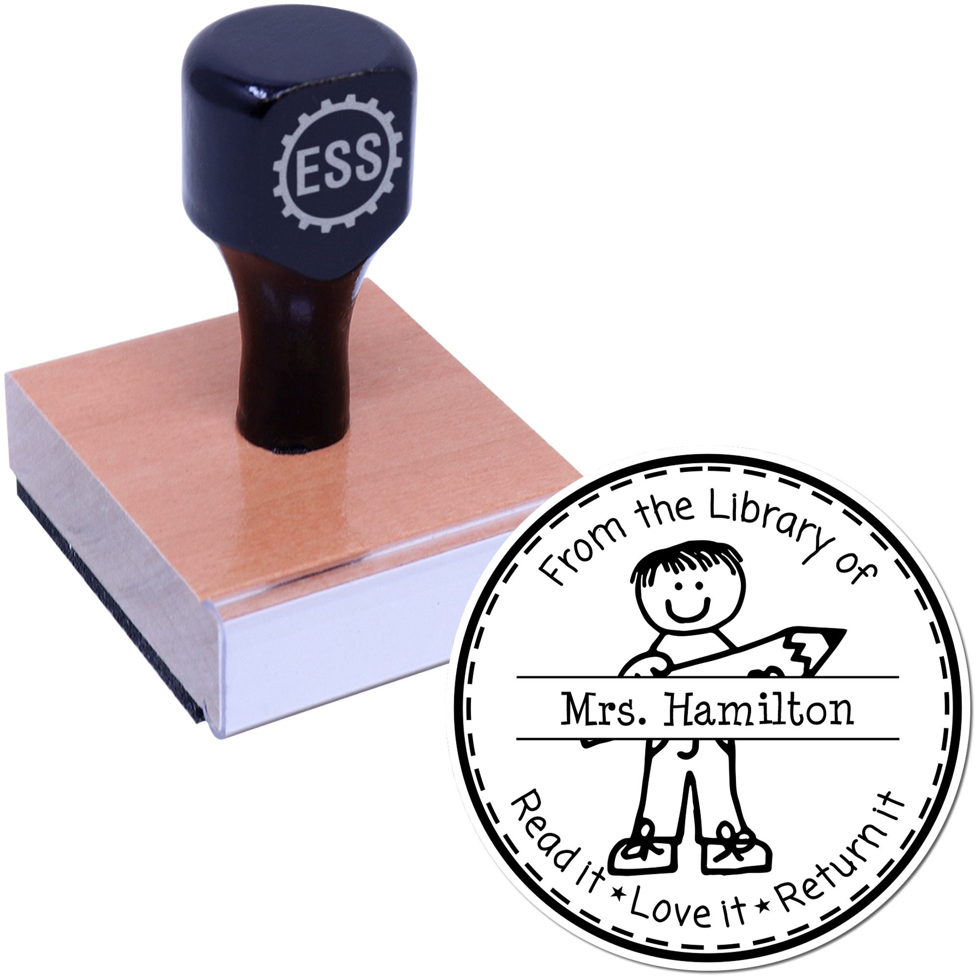 Stick Boy Customized Individualized Teacher Book Stamp