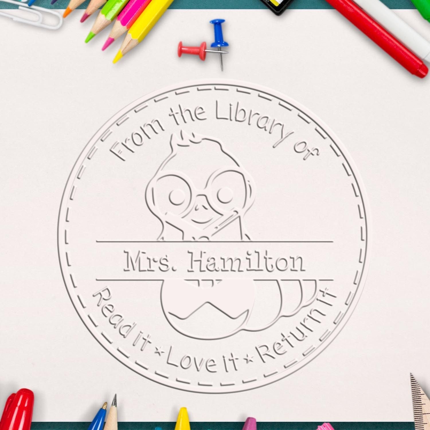 Handheld Bookworm Customized Teacher's Personal Library Embosser