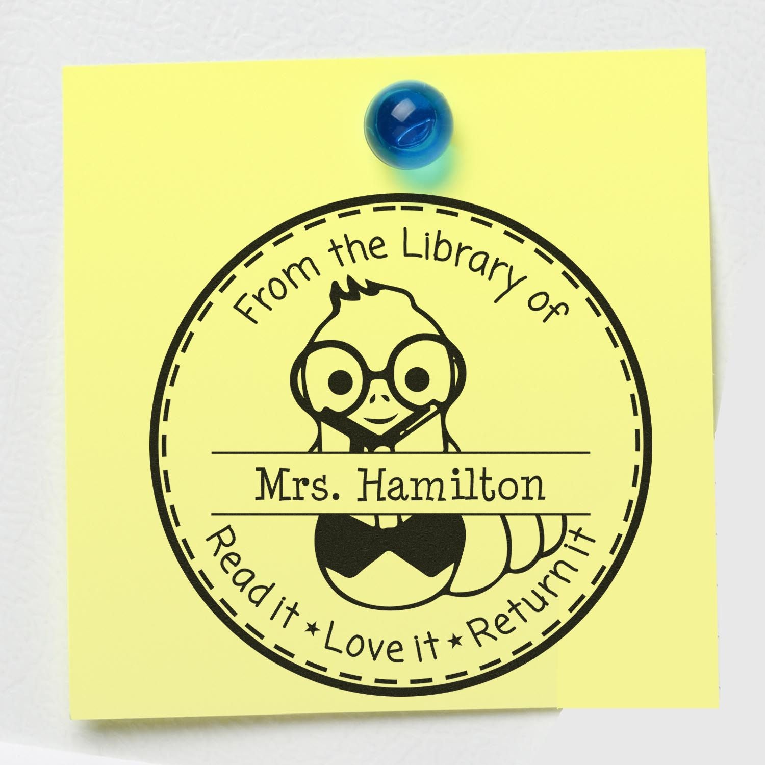 Bookworm PSI Pre-Inked Personalizable Teaching Aid Stamp - Engineer Seal Stamps
