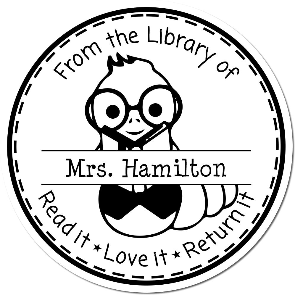 Bookworm Self-Inking Personalized Book Return For Class Stamp - Engineer Seal Stamps