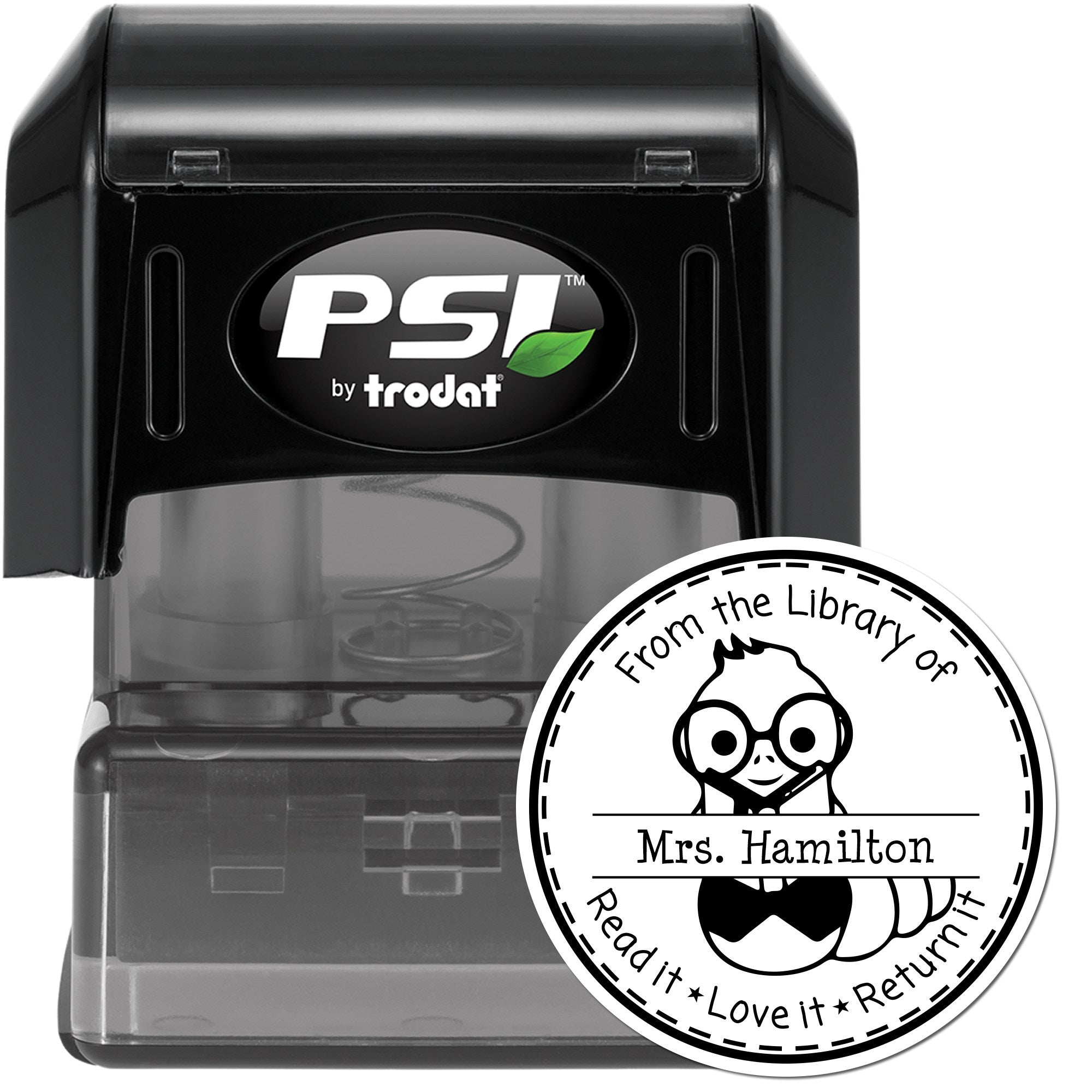Bookworm PSI Pre-Inked Personalizable Teaching Aid Stamp - Engineer Seal Stamps