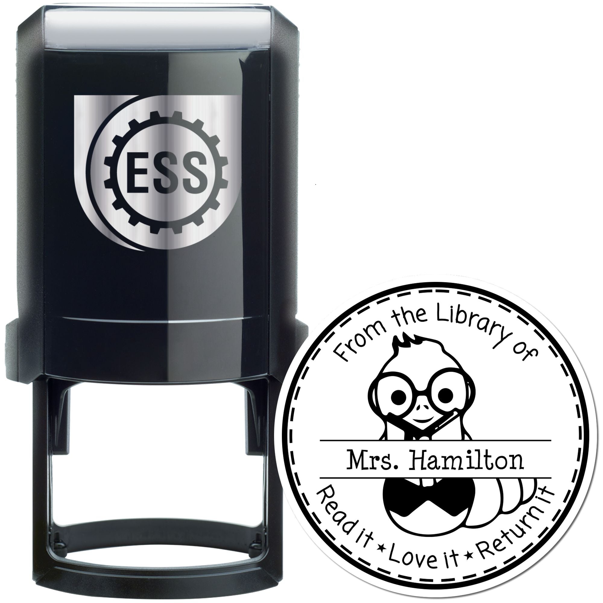 Bookworm Self-Inking Personalized Book Return For Class Stamp - Engineer Seal Stamps