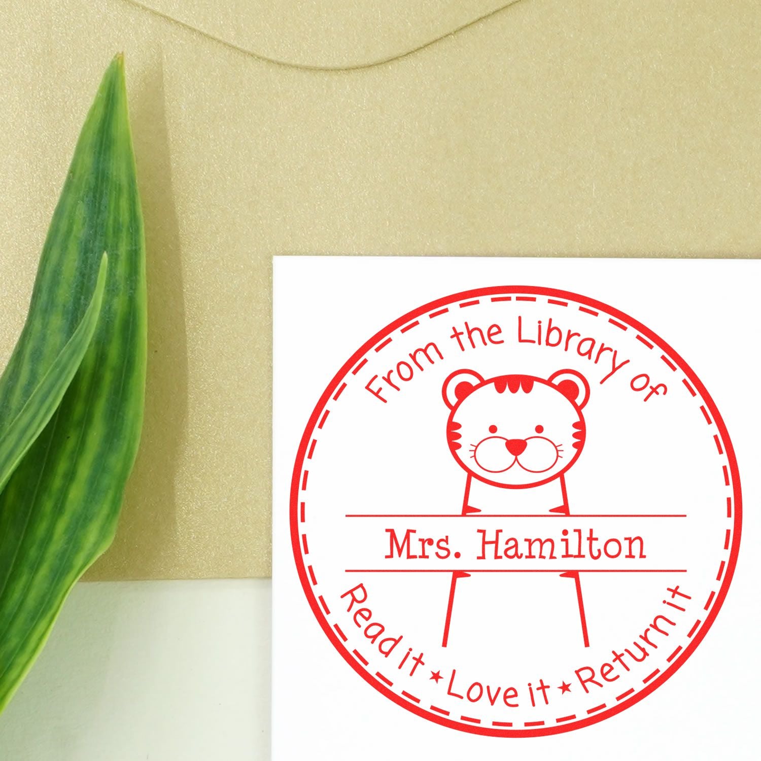 Happy Tiger PSI Pre-Inked Personalizable Teacher's Personal Collection Stamp - Engineer Seal Stamps