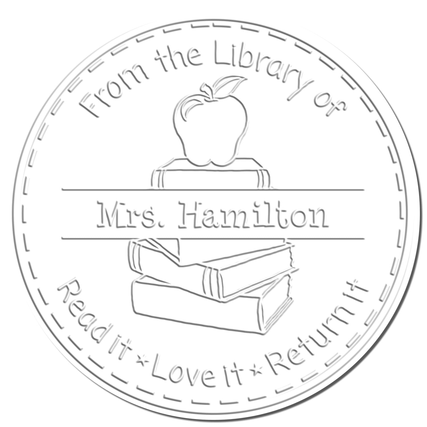 Handheld Classic Apple Customized From The Desk Of Teacher Embosser