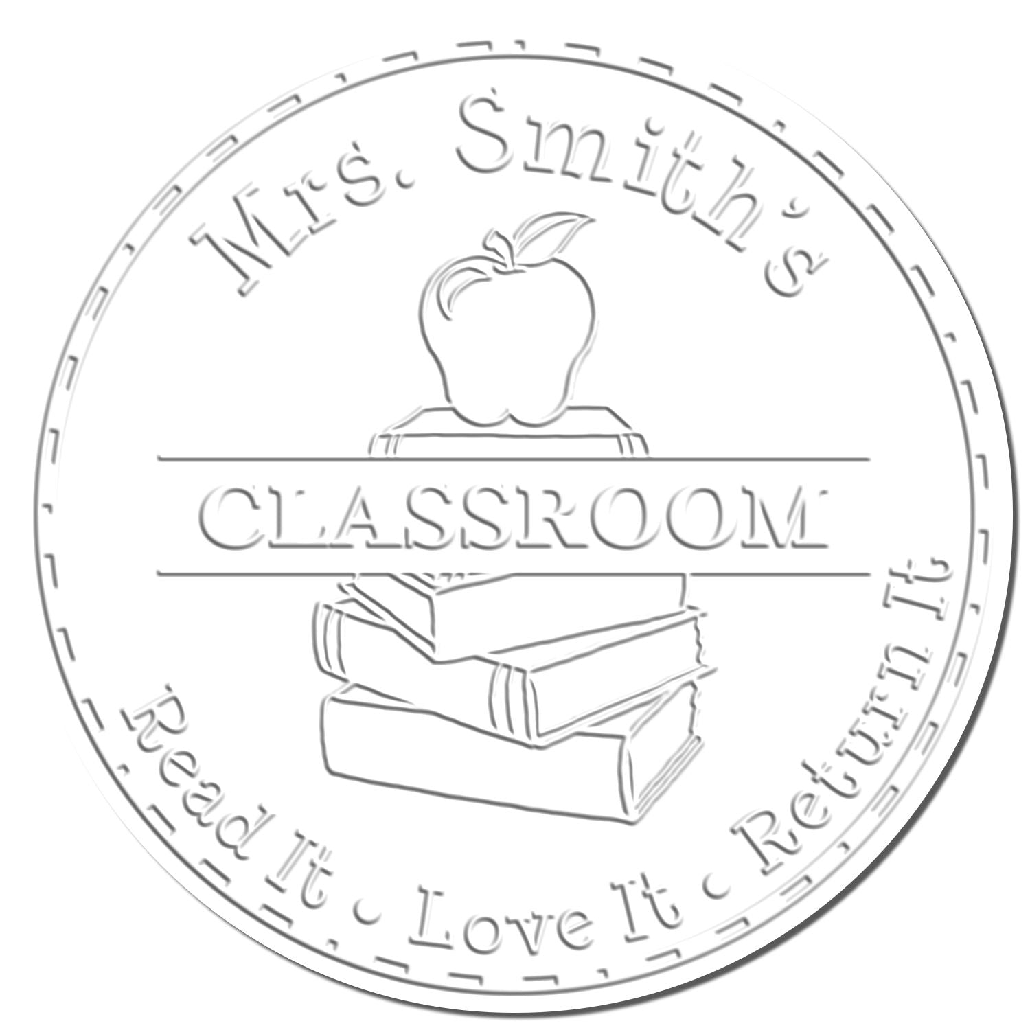 Handheld Bold Apple Customized Ex Libris Teacher Seal