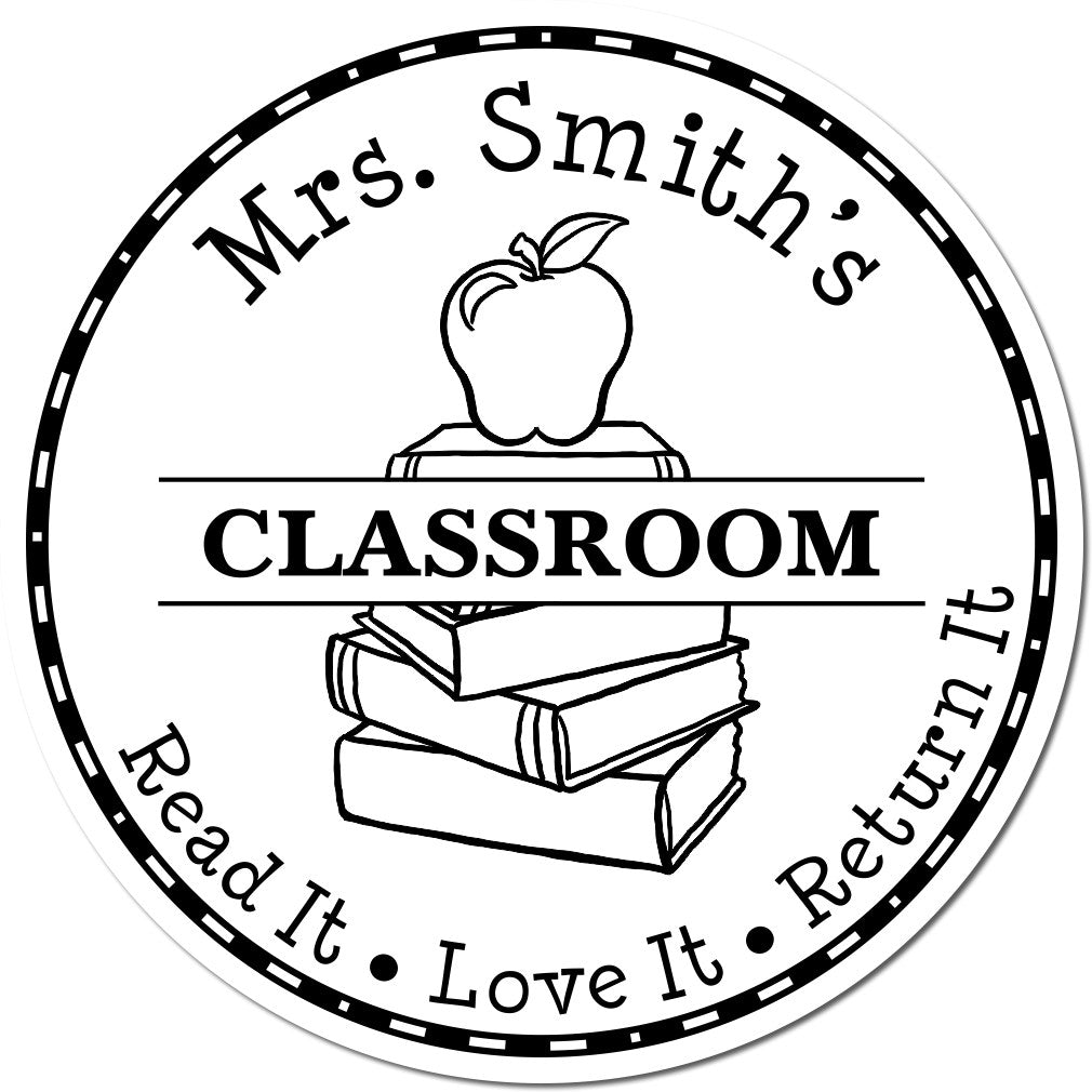 Bold Apple Self-Inking Custom Teacher Classroom Library Stamp - Engineer Seal Stamps