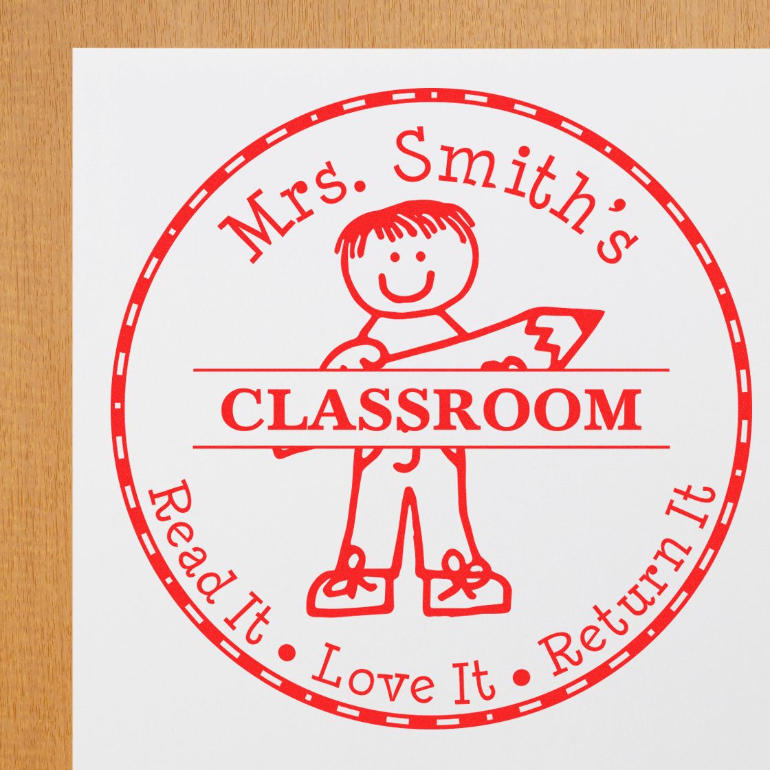 Boy Student Customized Best Teacher Gift Stamp